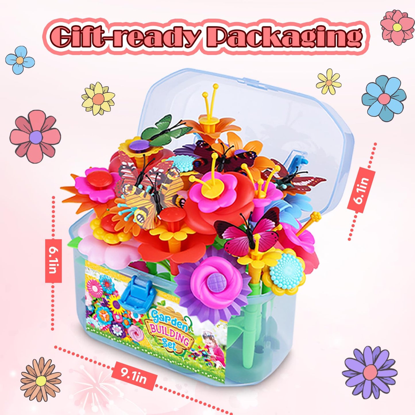 FUNZBO Flower Garden Building Toy Set - 109pcs STEM Montessori for Kids 2-8