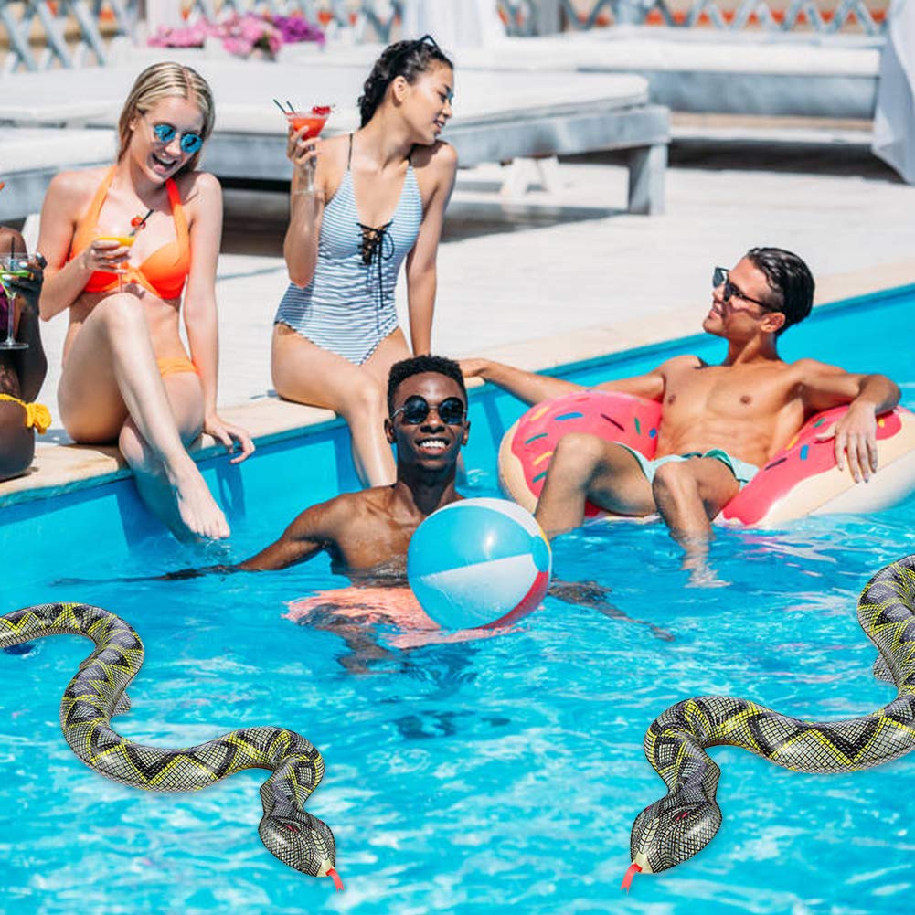 FUTUREPLUSX 3PCS Inflatable Snakes — 39-Inch Pool & Jungle Safari Decor Set
