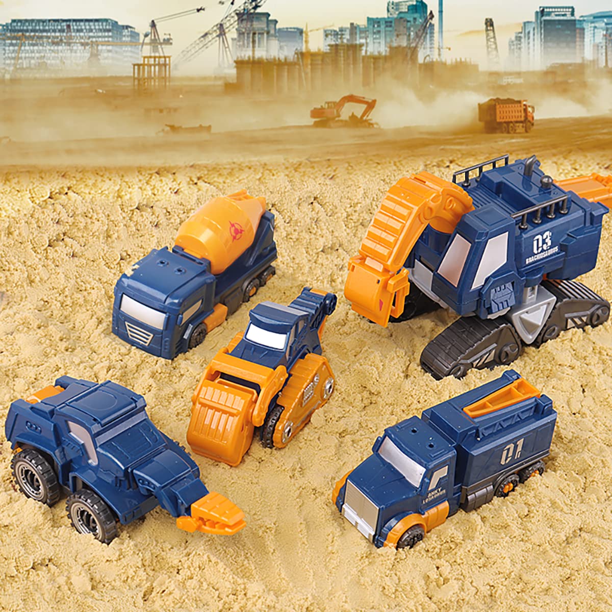 Fuzzy Pixie 5-in-1 Magnetic Construction Cars – Dino & Robot Transform Set for Kids 3-7