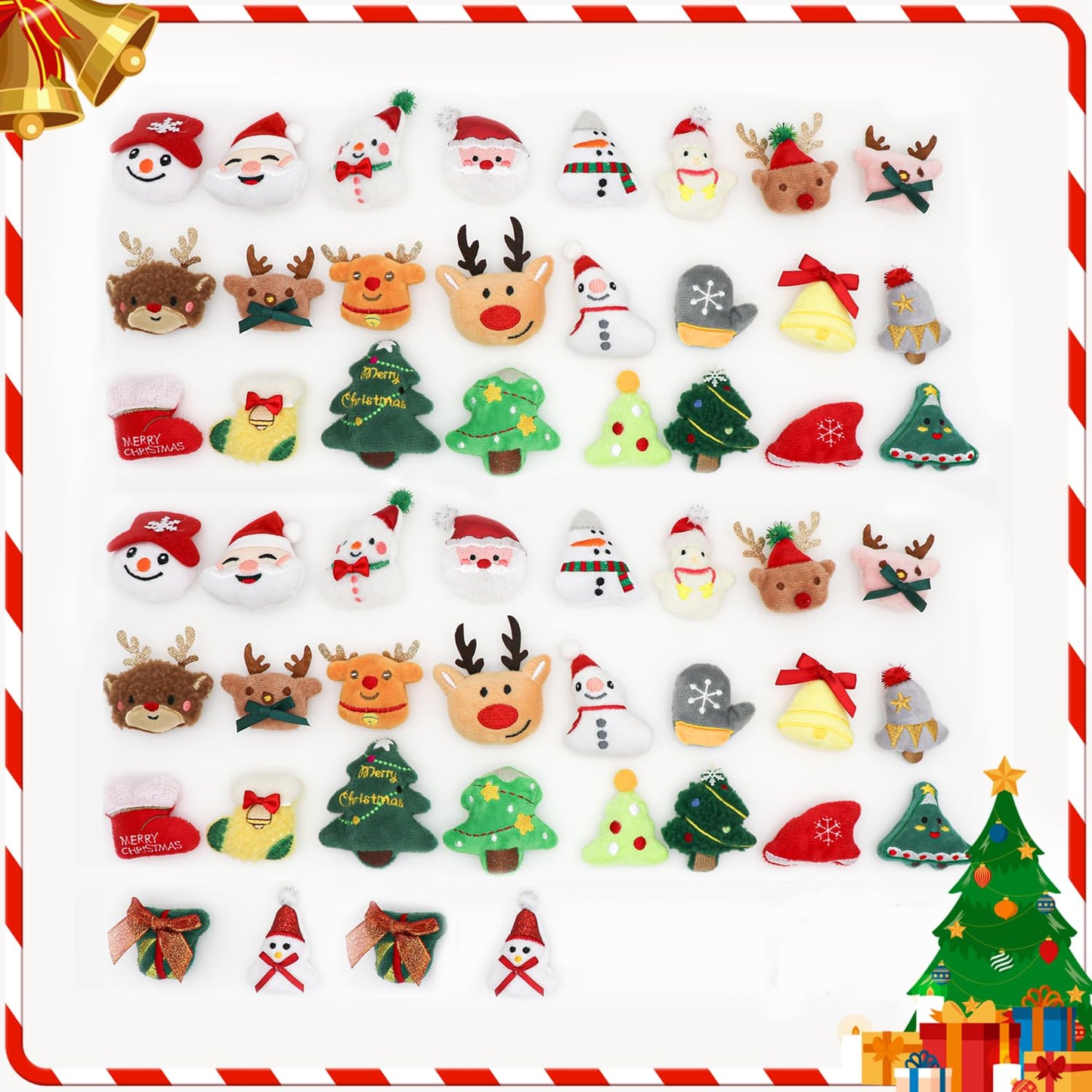 Fxxzsak 52-Pack Christmas Plushies - Mini Stuffed Animals Bulk for Gifts