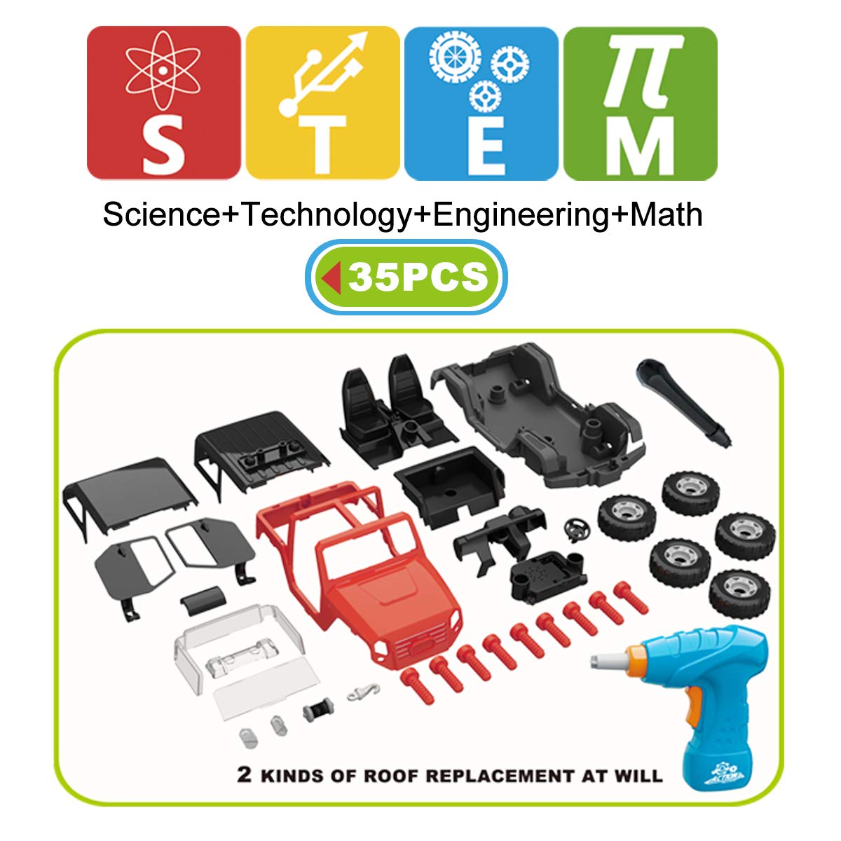 FYD 2in1 Take Apart Jeep Car STEM Kit with Drill | Build, Learn & Play (Ages 3+)