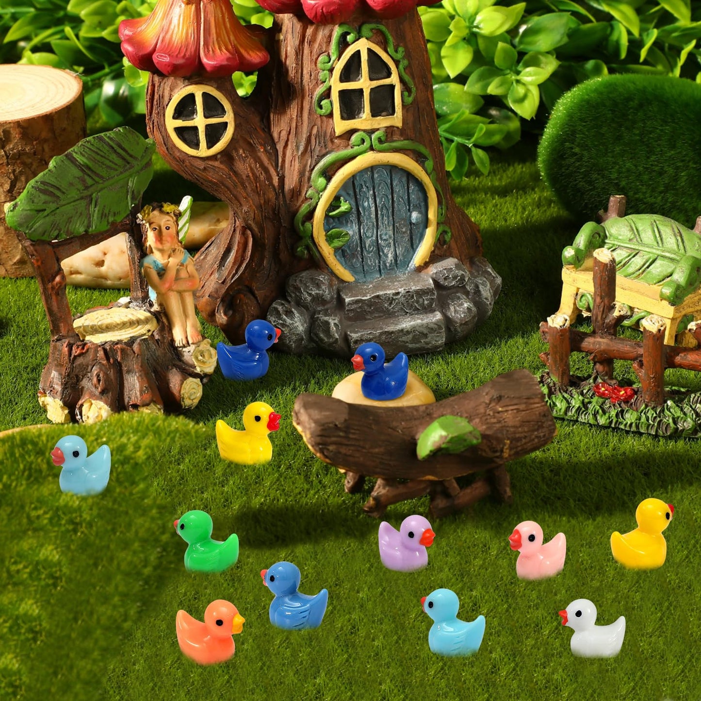 GADIEDIE 260Pcs Mini Resin Ducks – Tiny Figures for Dollhouses, Gardens & Aquariums