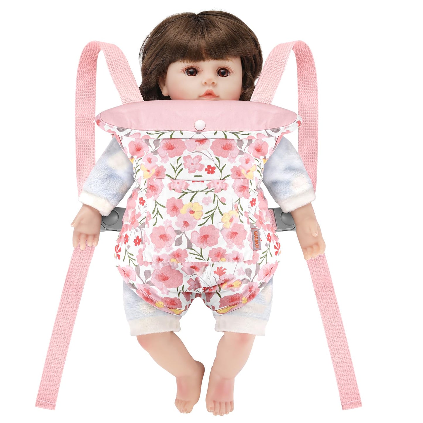 GAGAKU Baby Doll Carrier – Pink Rose of Sharon, Adjustable & Safe Doll Carrier