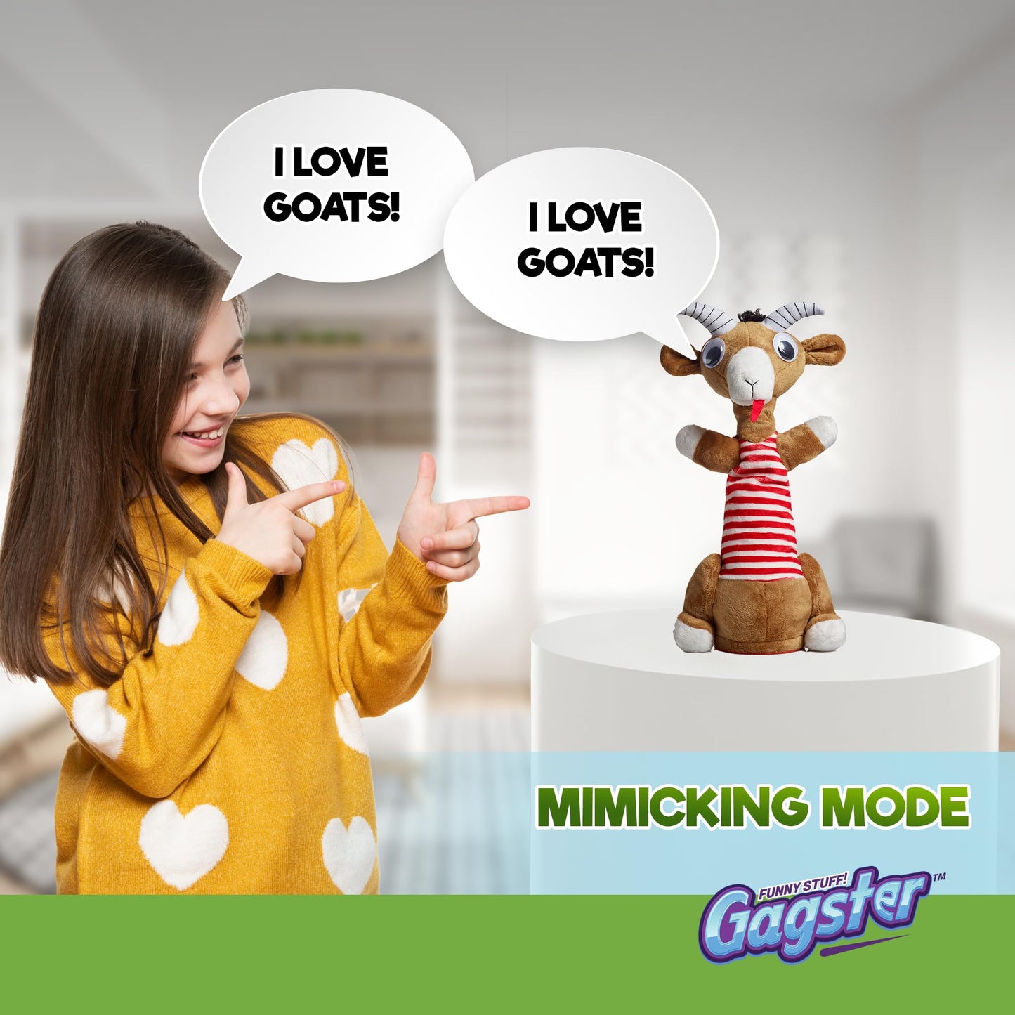 Gagster Screaming Goat Dancing Toy – Repeats Your Words, Sings & Talks | Funny Desk Gag Gift