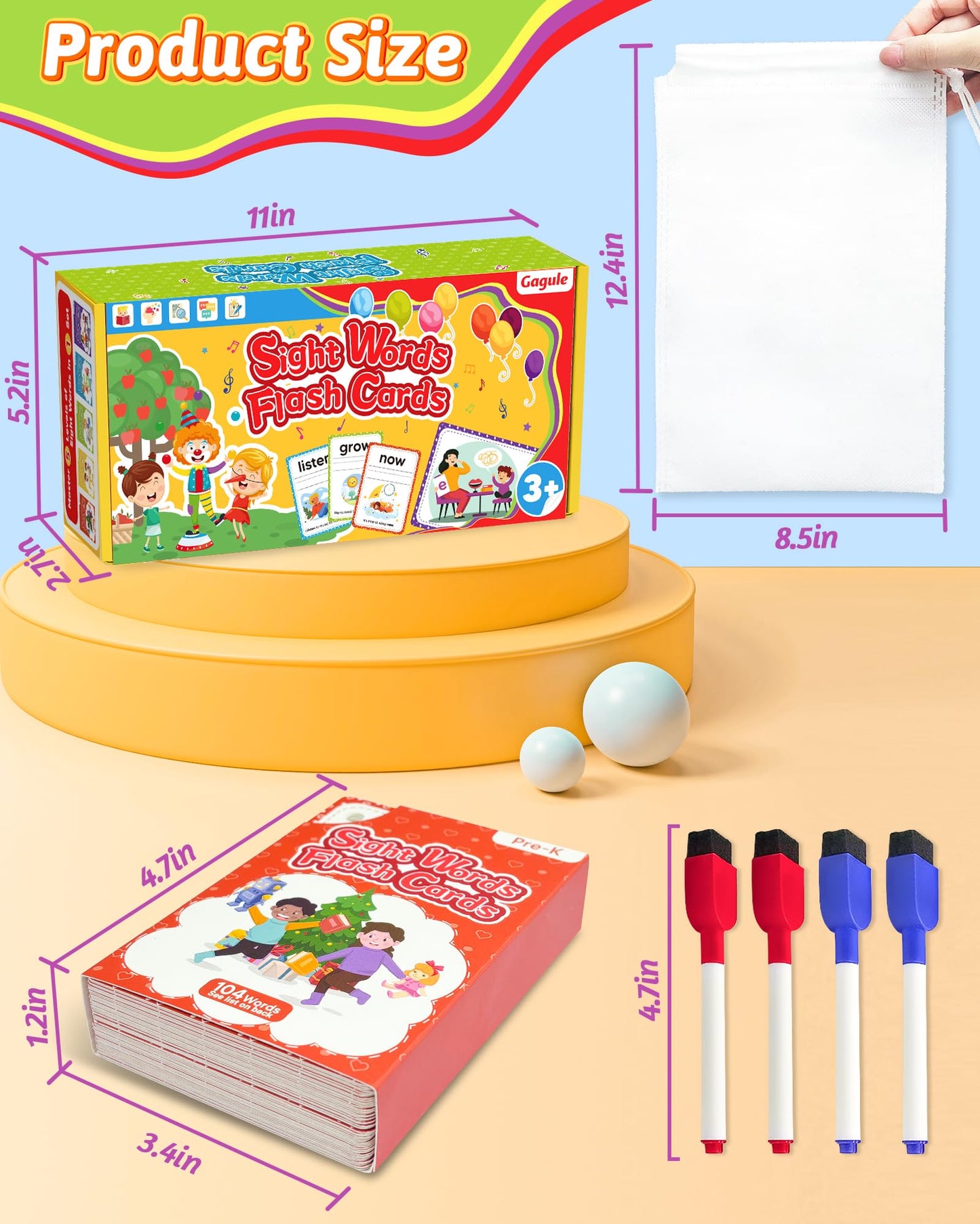 Gagule 520 Sight Words Flash Cards — Dolch & Fry Word Learning for Preschool to 3rd Grade