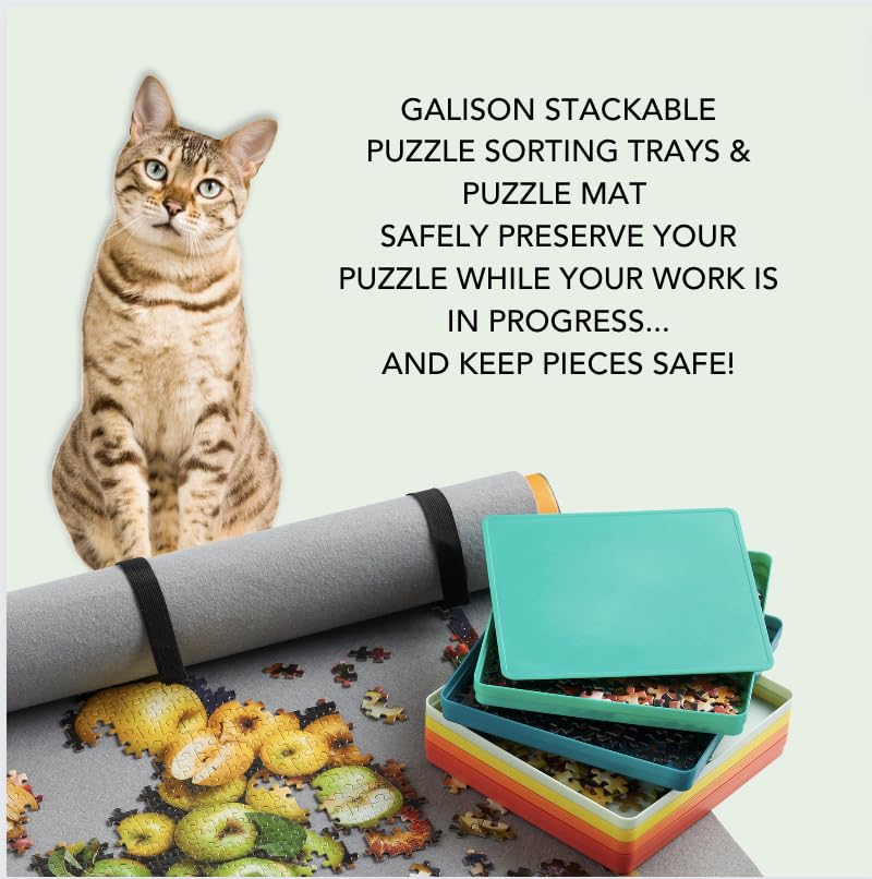 Galison Puzzle Sorting Tray Set — 6 Stackable Trays with Lid