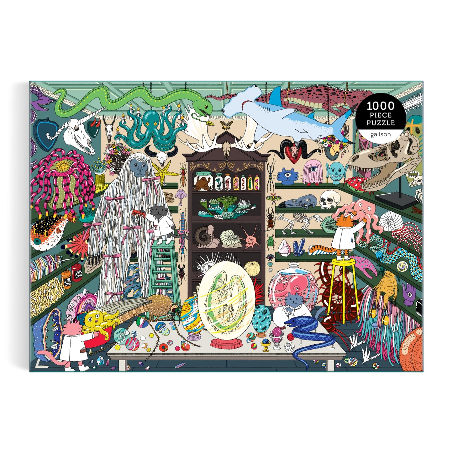 Galison World of Curiosities – 1000-Piece Jigsaw Puzzle with Humorous Spooky Shop Illustrations