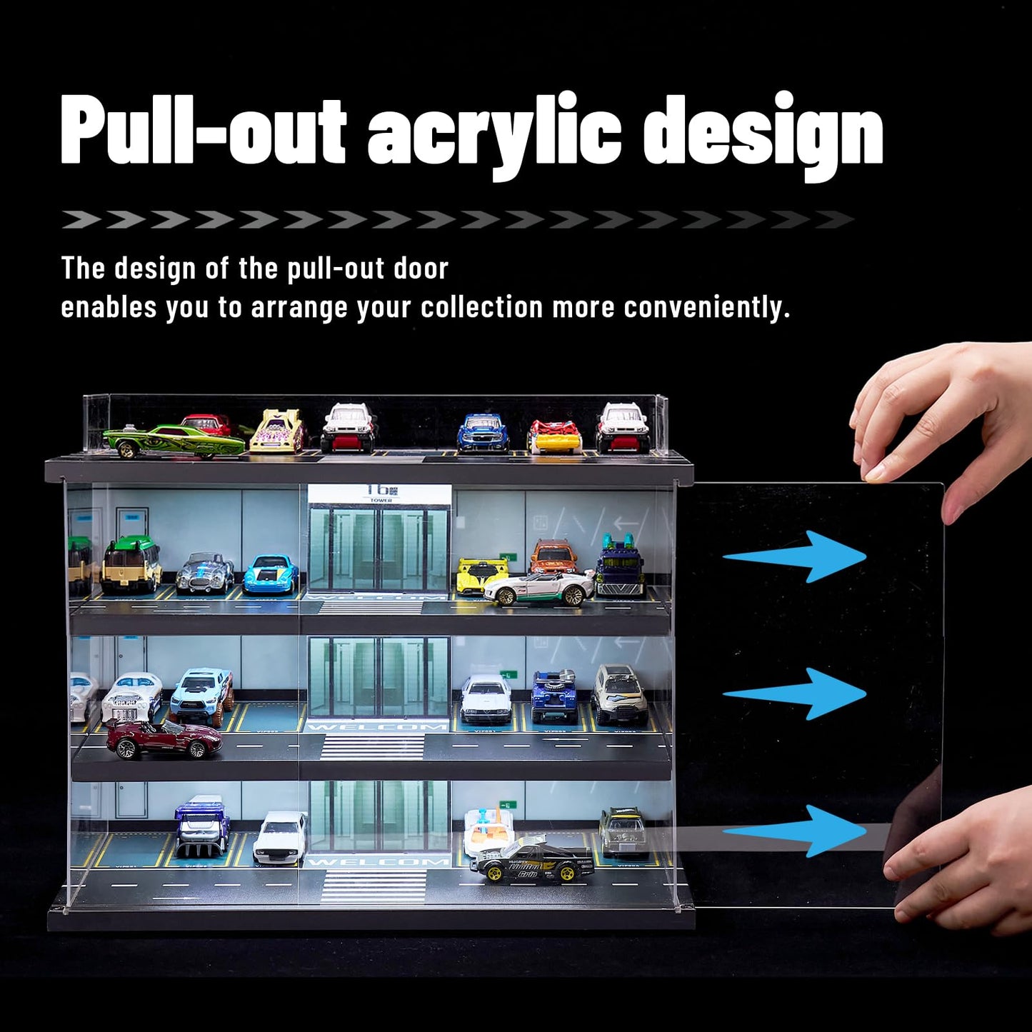 GALUMO 4-Level LED Display Case for 1:64 Die-Cast Cars | Hot Wheels & Matchbox