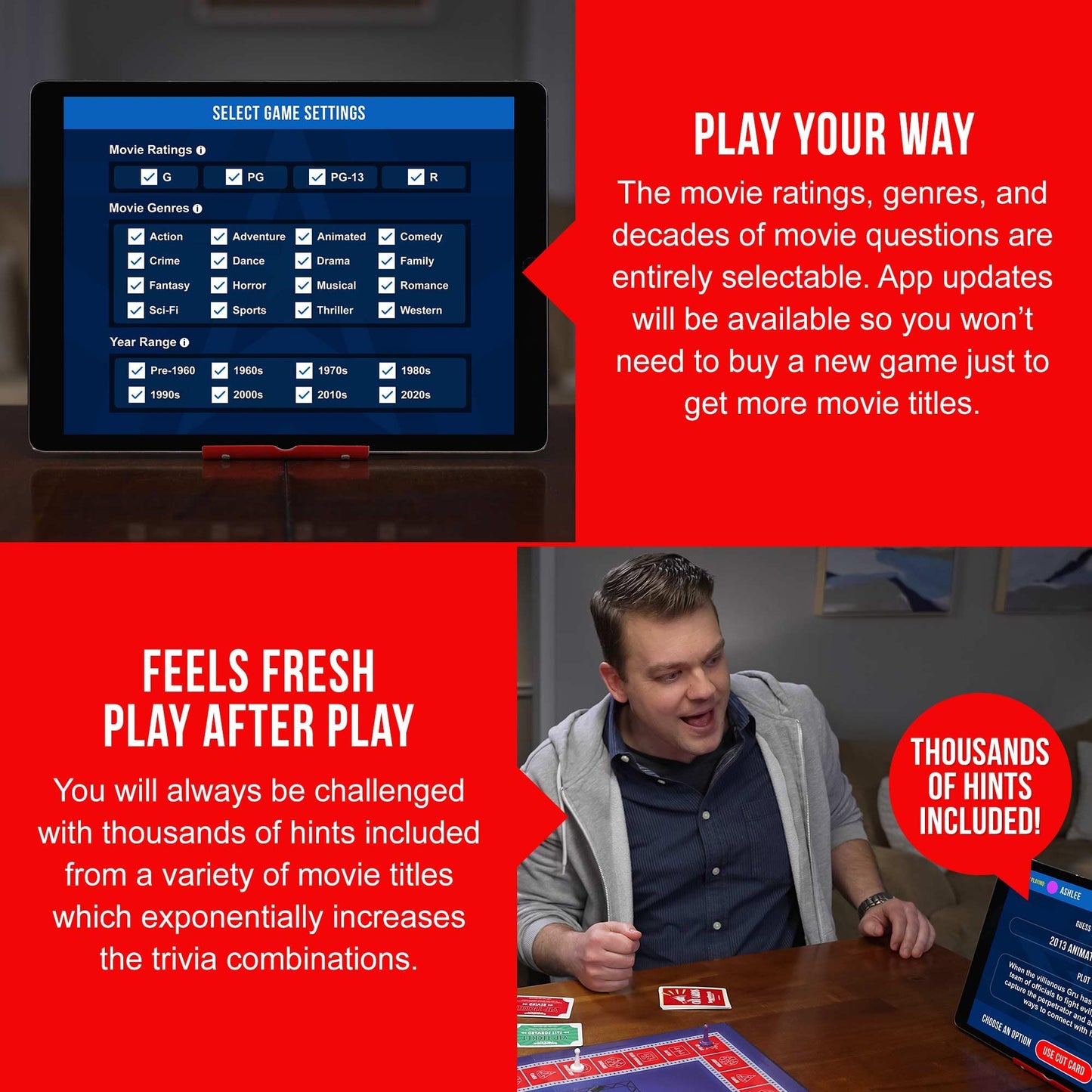 Soundtrack Trivia Limited Edition Movie Game by GAME NIGHT MEDIA | Bluetooth Speaker, Hand-Painted Pieces & Coasters