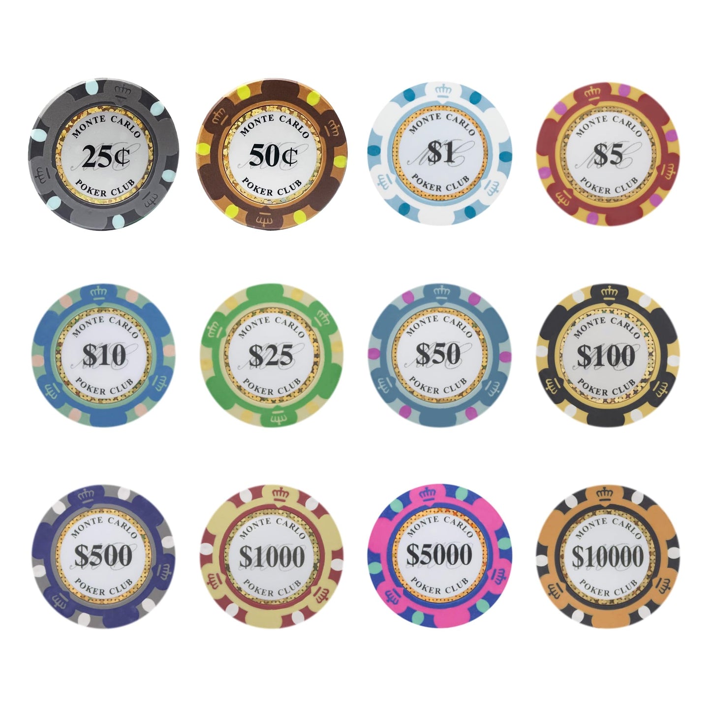 Gamers Lounge Monte Carlo 14g Poker Chips (100-Pack) – Premium Heavyweight Clay Composite