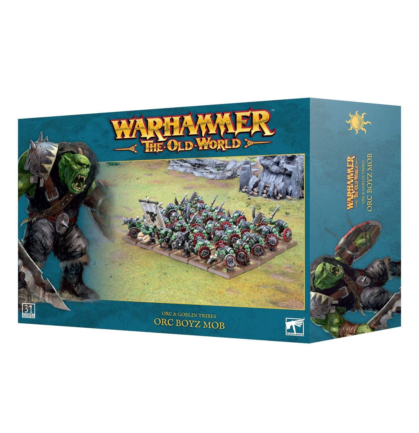 Games Workshop Orc & Goblin Tribes Orc Boyz Mob | 416 Plastic Minis, 35 Bases & Transfer Sheet