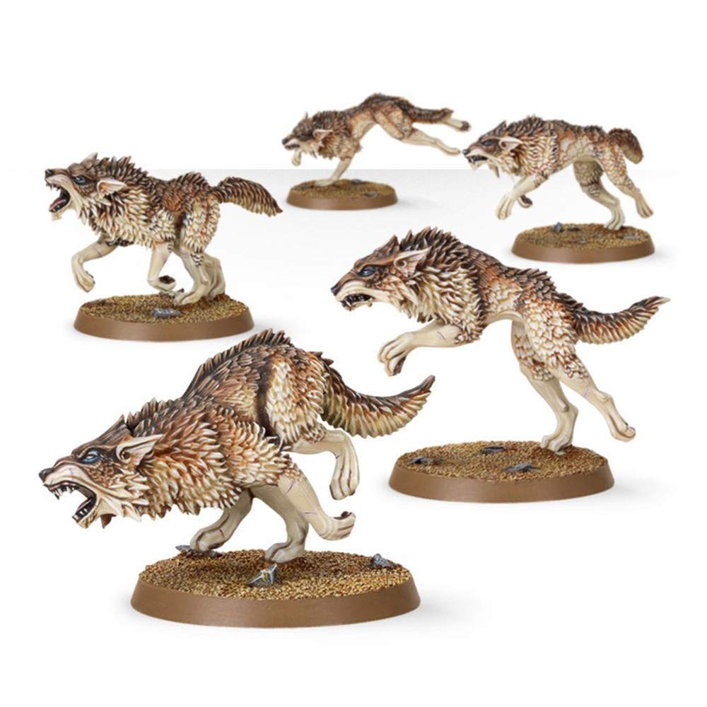 Games Workshop Space Wolves Fenrisian Wolf Pack Plastic Kit 99120101221 – 5 Wolves & 5 Bases