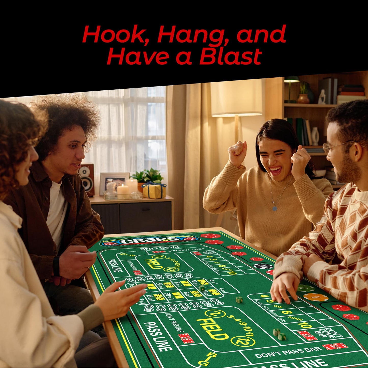 Gamie Double-Sided Roulette & Craps Table Mat — 36x72 Premium Felt for Home Casinos