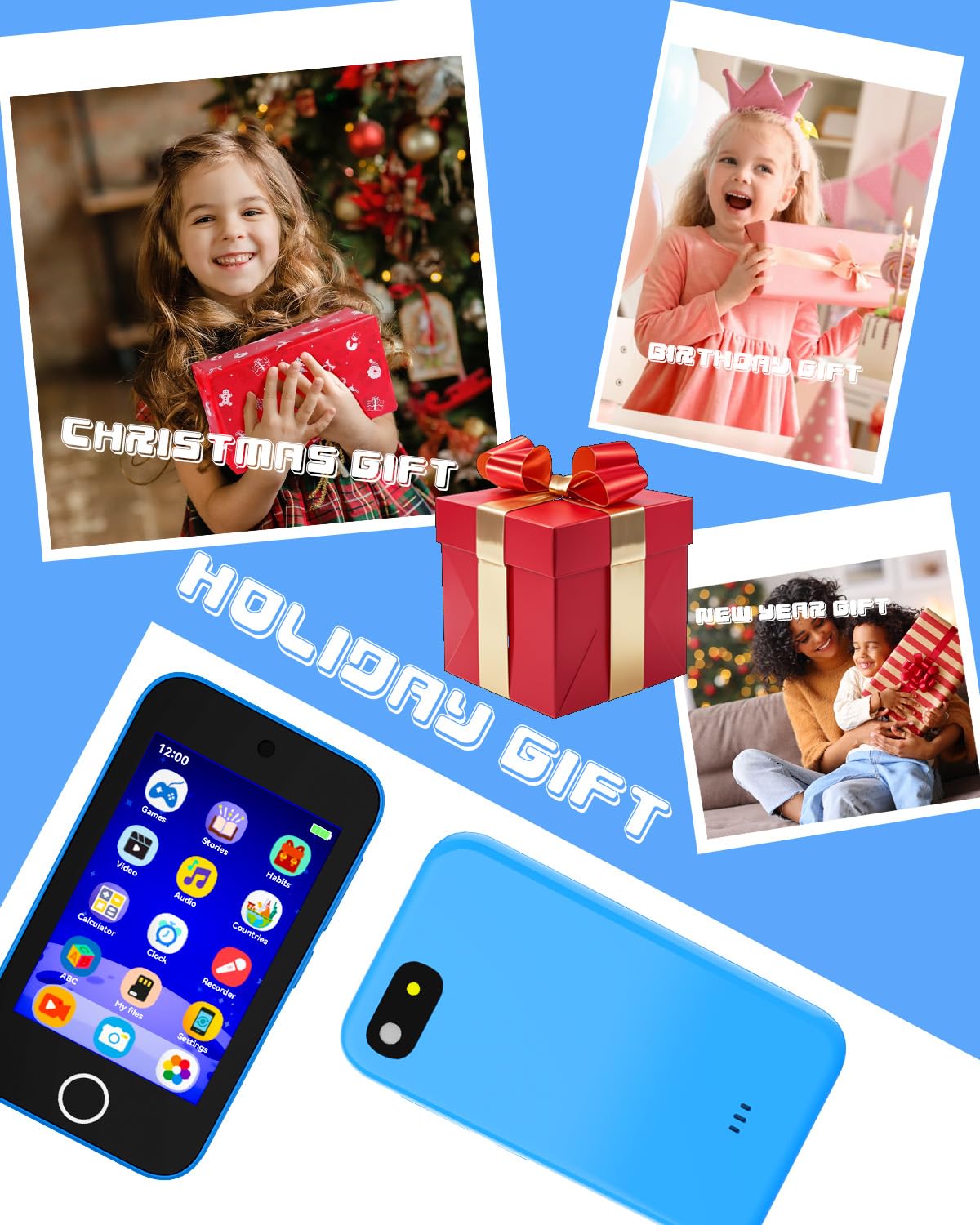 GANDASHI Kids Smart Phone 3.5-inch Touchscreen — ABC Learning for Ages 3–10, 16GB SD Card Included