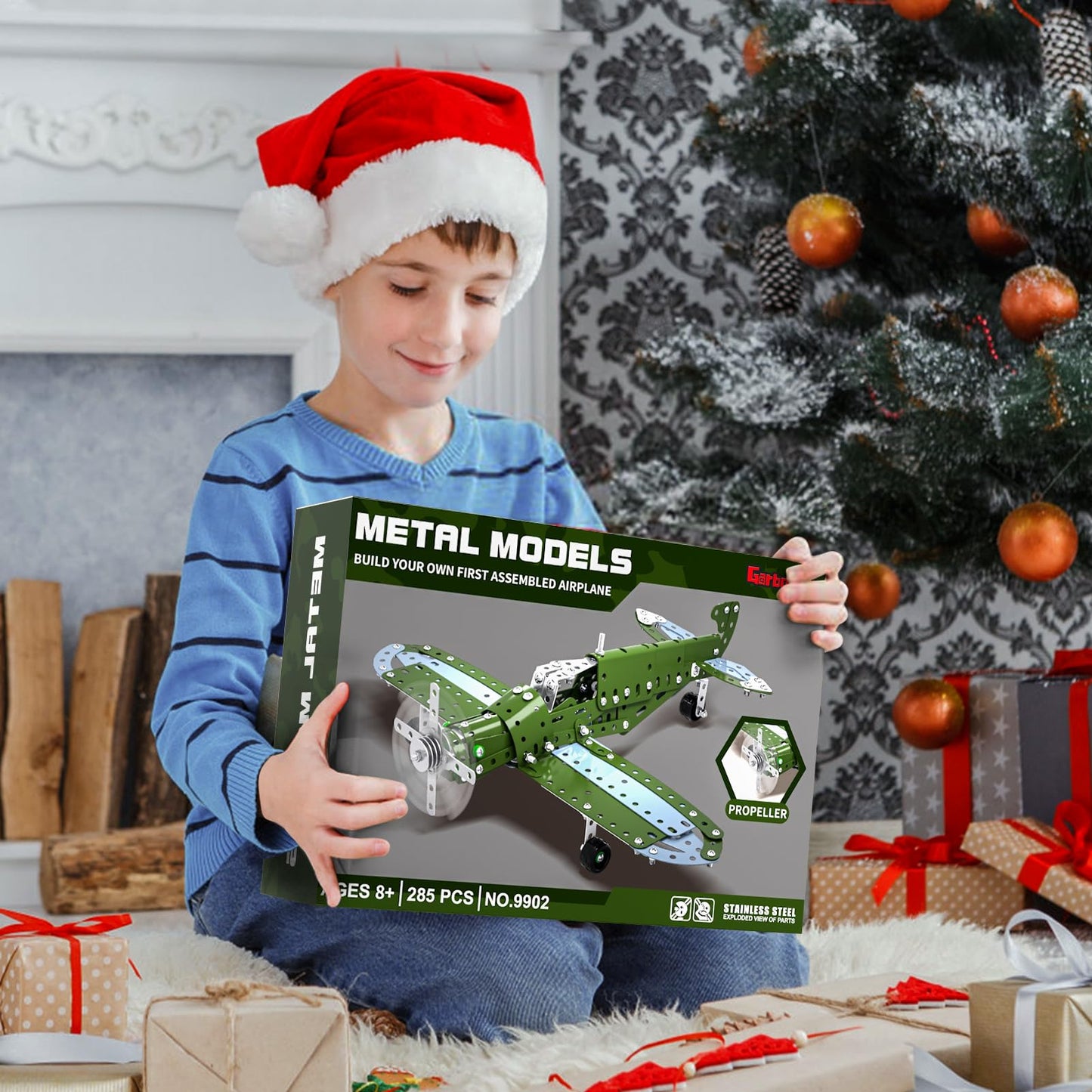 Garbo Star STEM Airplane Building Set – 285-Piece Metal Construction Kit for Kids 8-12