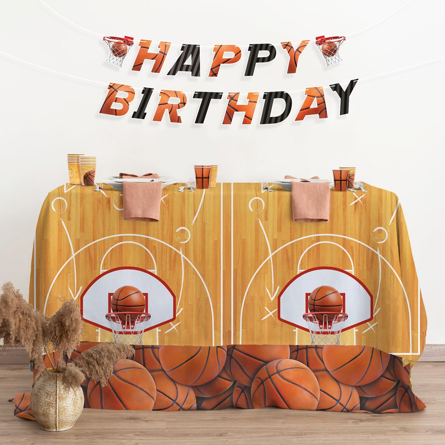 Gatherfun Basketball Party Supplies Kit for 24 – Complete Birthday Decorations & Tableware