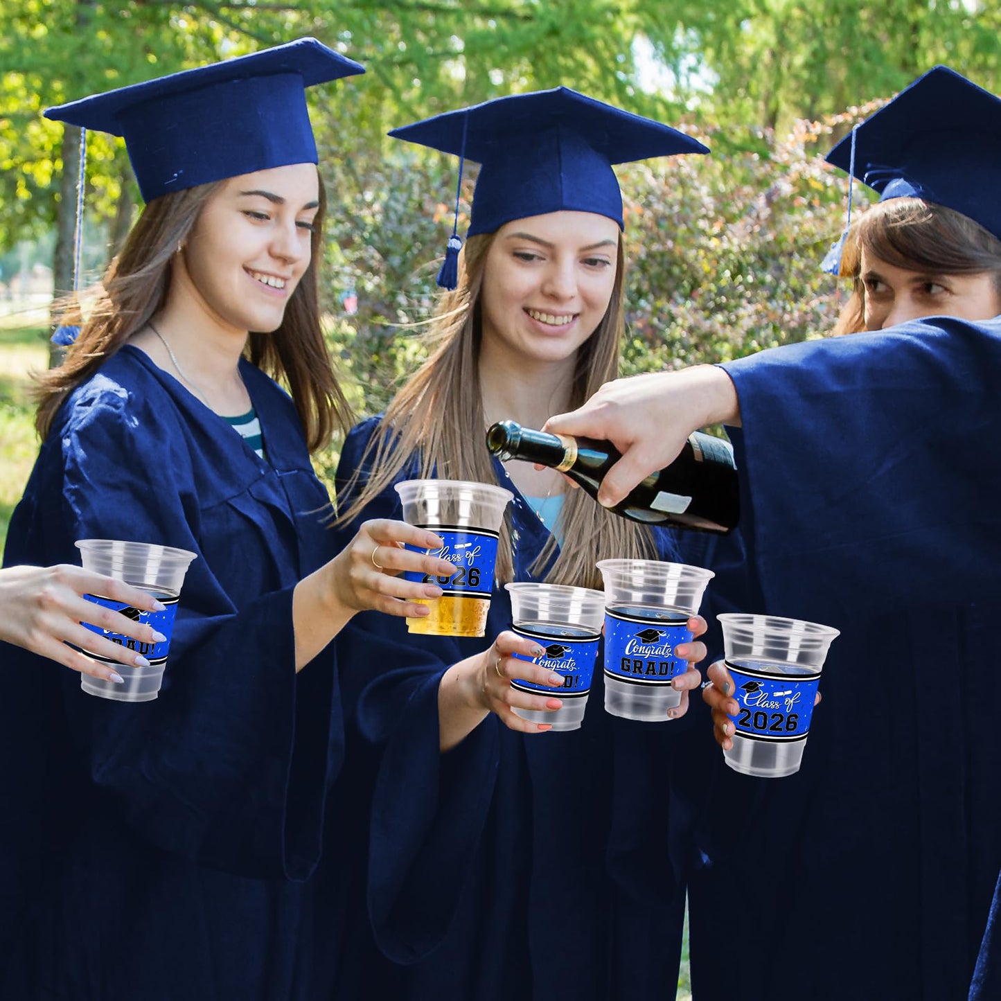Gatherfun Graduation Decorations – 100-Pack 16oz Blue Cups for Grad Parties