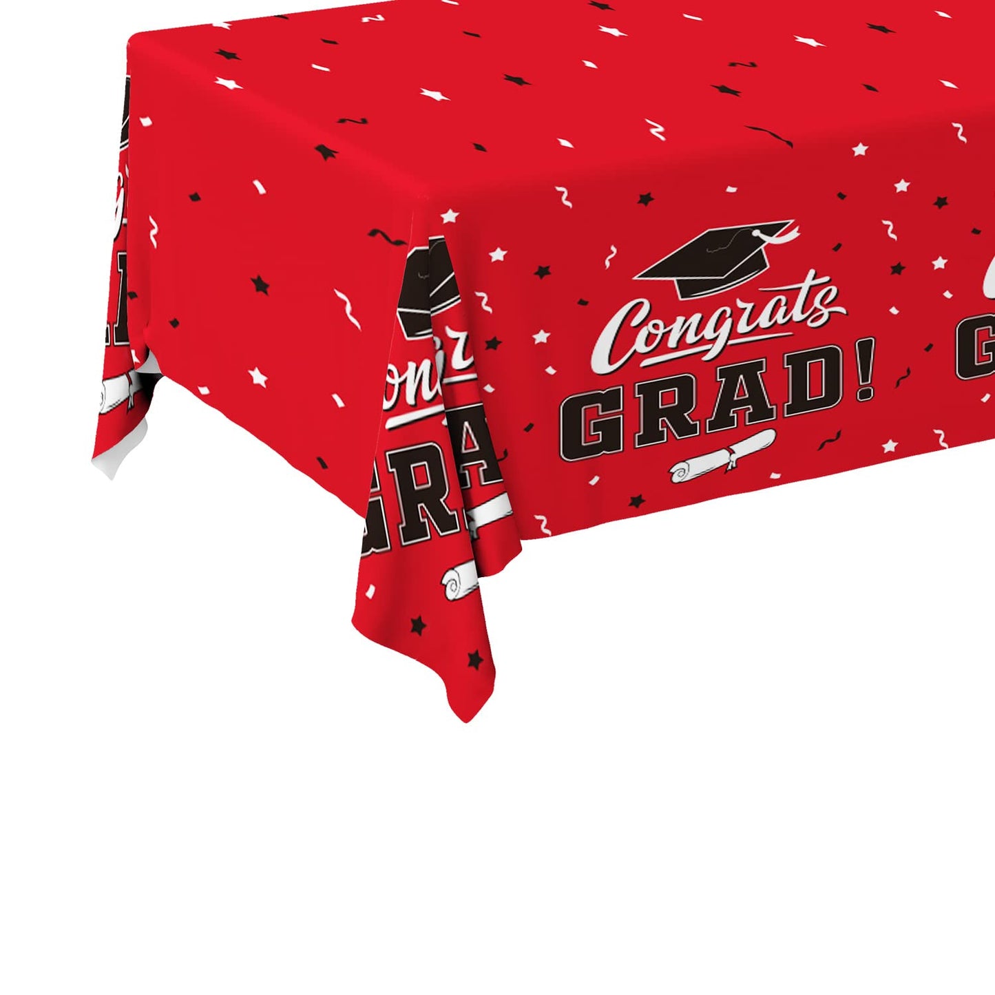 Gatherfun Graduation Table Cover - Class Red, 54 by 108 Inches, 3-Pack Disposable Tablecloths