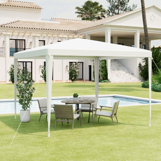 3 x 3 m Gazebo Shelter with Large Canopy and Steel Tubes-White