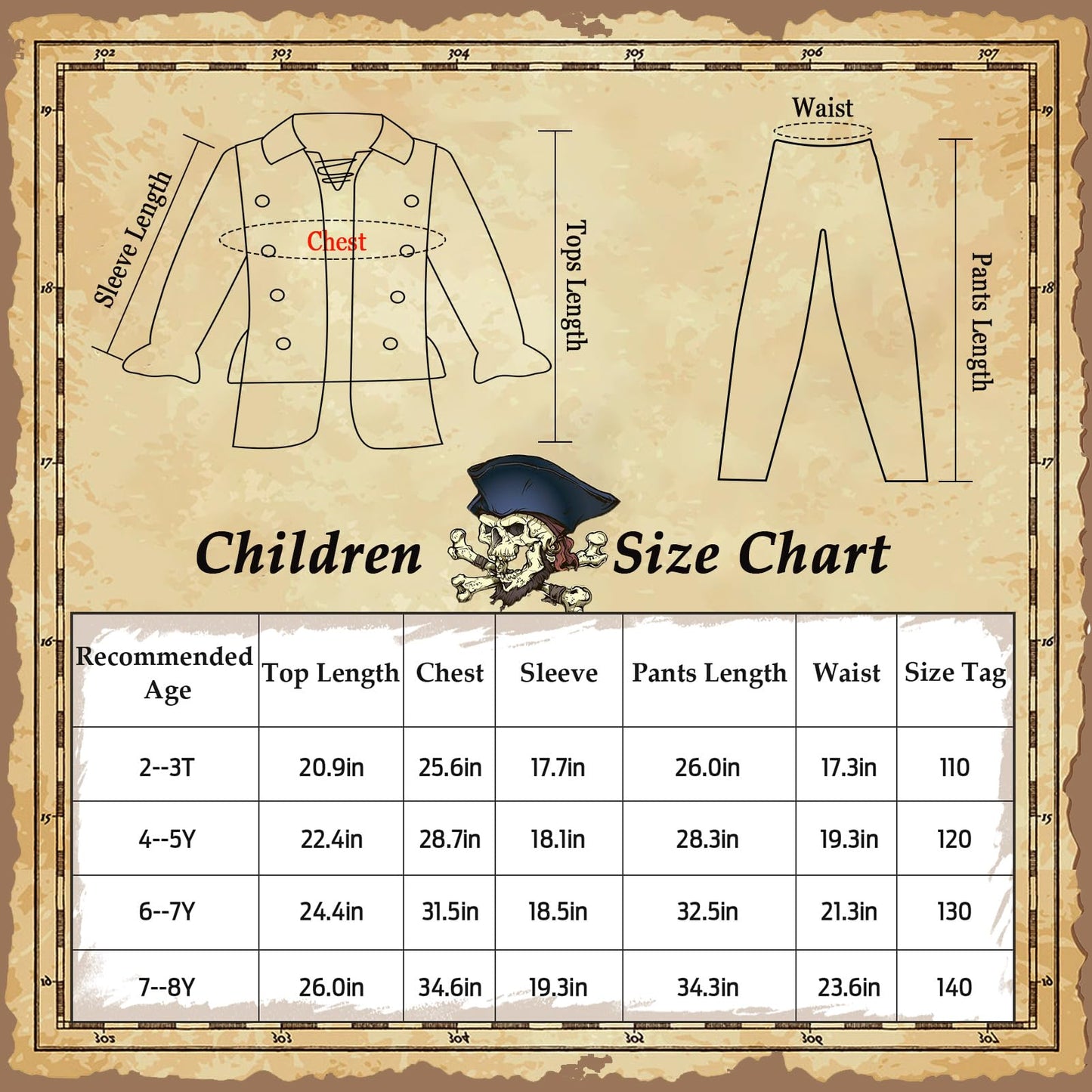 GC 19 Pcs Kids Pirate Costume Set – Toddler Dress Up & Pretend Play Accessories