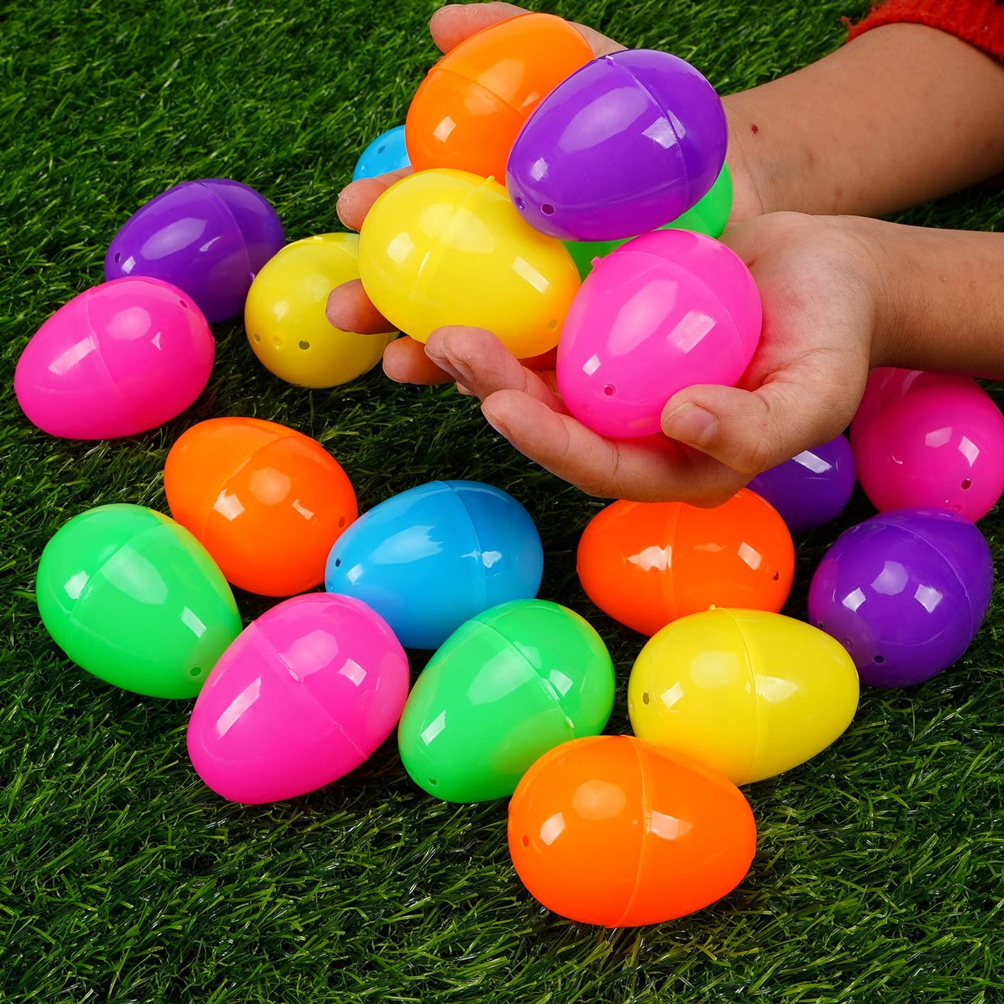 GCNBCNB 600 Pcs Plastic Easter Eggs – Bright Hinged Eggs for Hunts & Decor