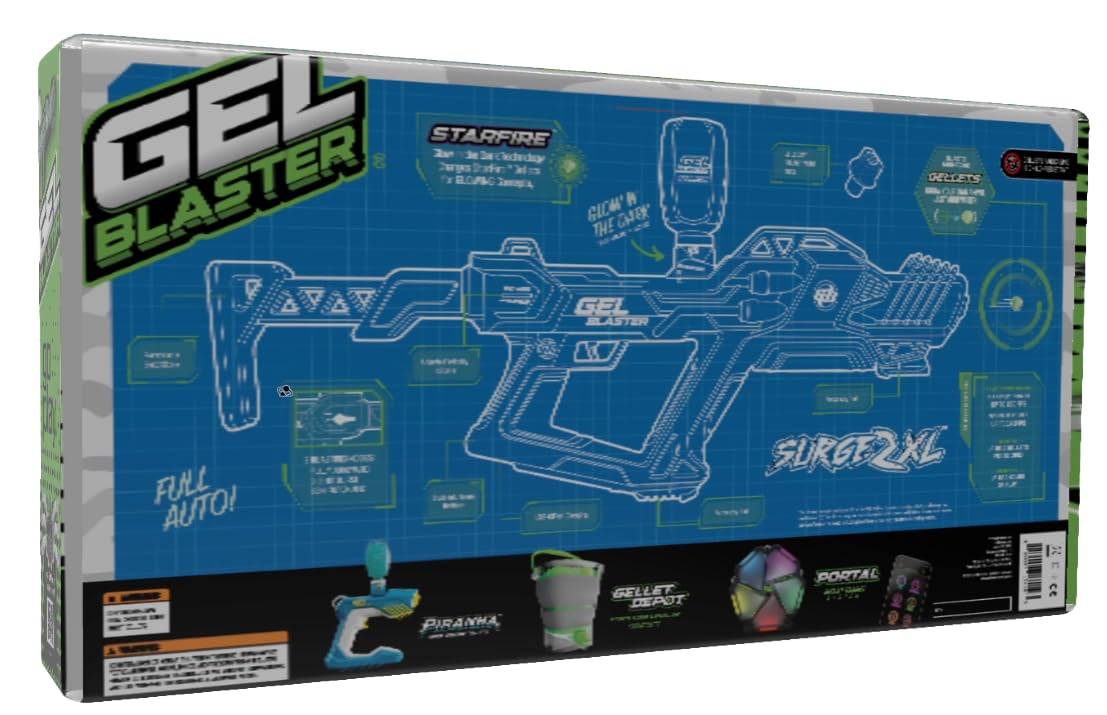 Gel Blaster Surge XL 2 – Glow Activator, 150+ ft Range, Water Bead Ammo, Semi/Full Auto, Glow in the Dark, 180–250 FPS | Ages 14+