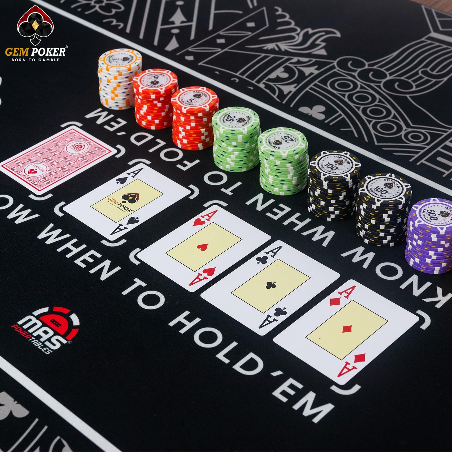 GEM POKER Luna 14g Clay Poker Chips Set – 500 Chips, Premium Case, and 2 Decks