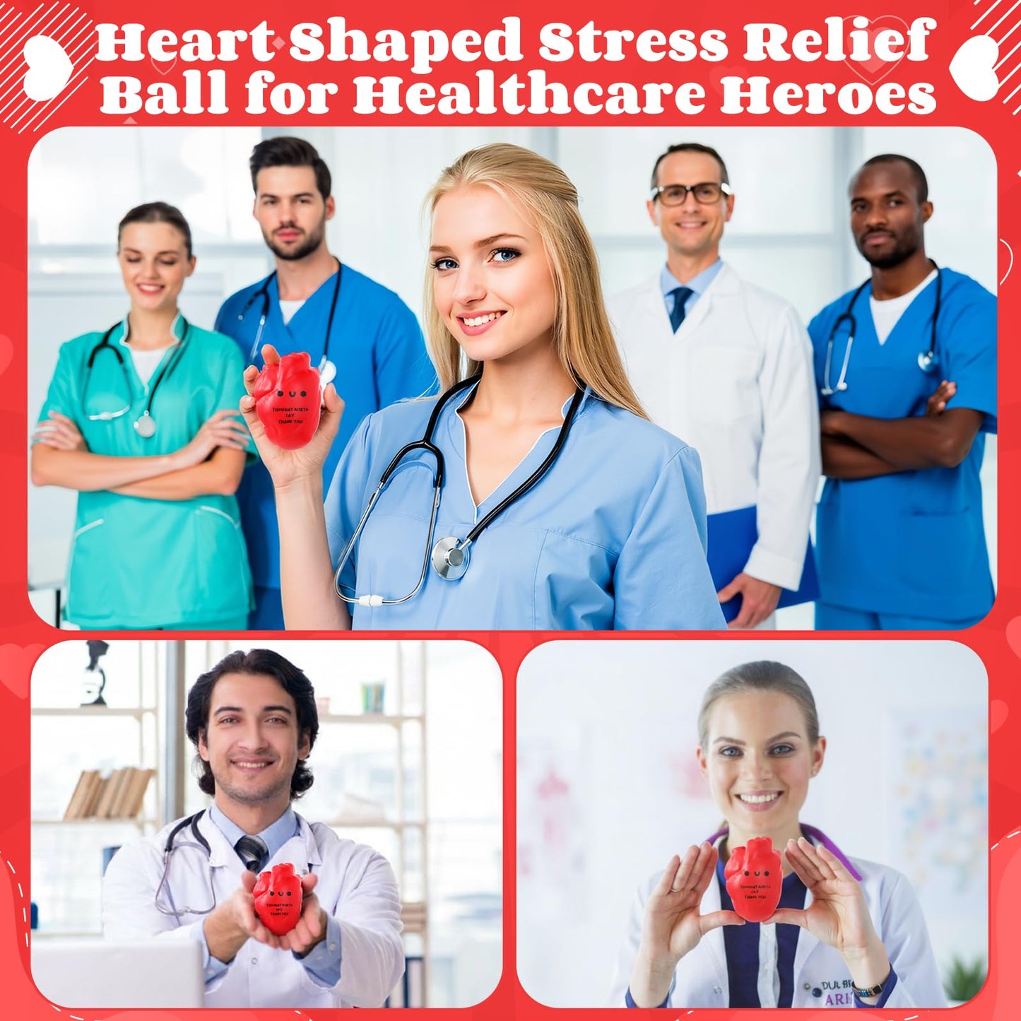 Gemscream 20-Pack Funny Heart Stress Balls – Squeezable Foam Stress Relievers for Office, Coworkers & Gifts
