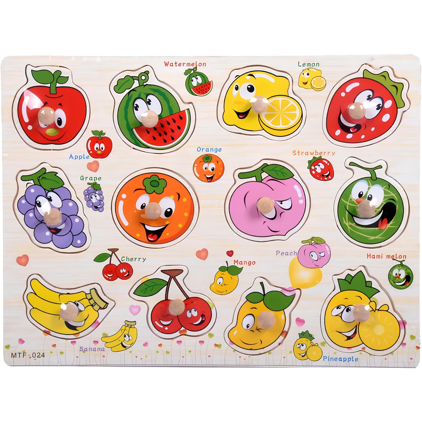 Generic Fruits Puzzle Wooden for Toddlers 3+ | Montessori Fruit Learning Toy with Sorting Board
