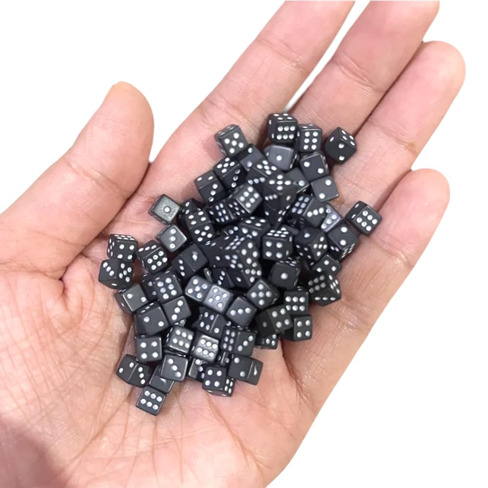 Generic 100PCS Mini Dice – Solid Black 5mm D6 Square Dice Set