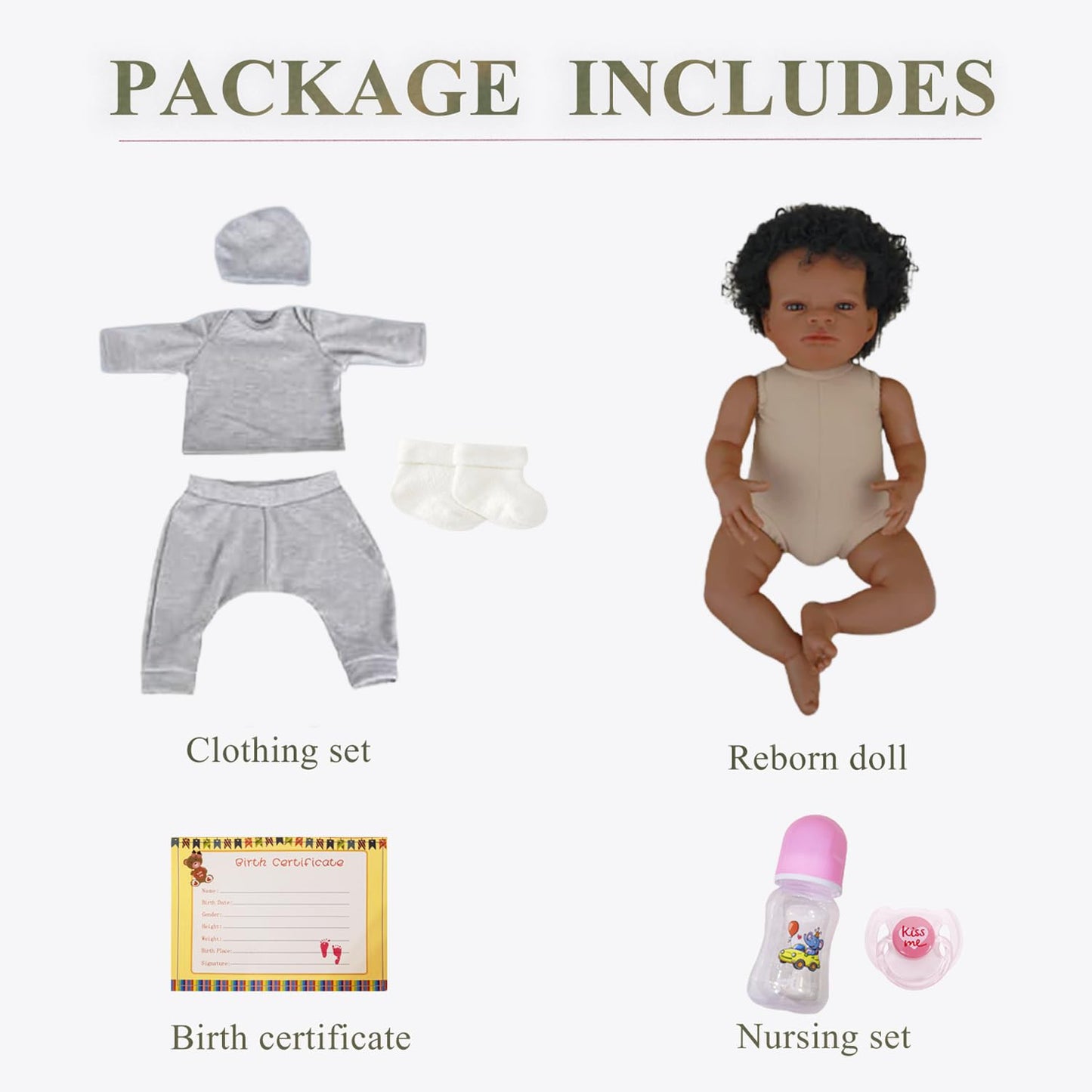 Generic Realistic Black Boy Baby Doll — 20-Inch Weighted Lifelike Soft Body