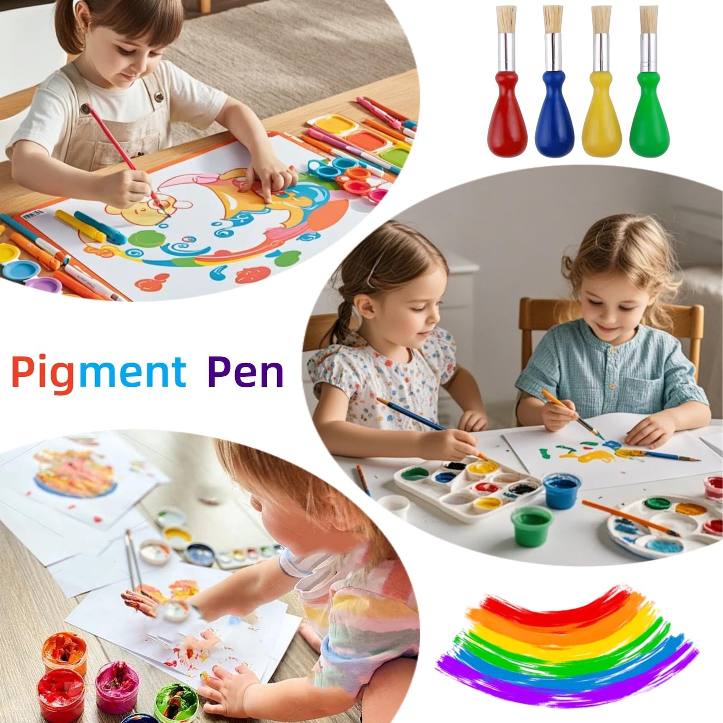 4-Pack Toddler Paint Brushes – Easy-Grip for Ages 1-4 | Generic