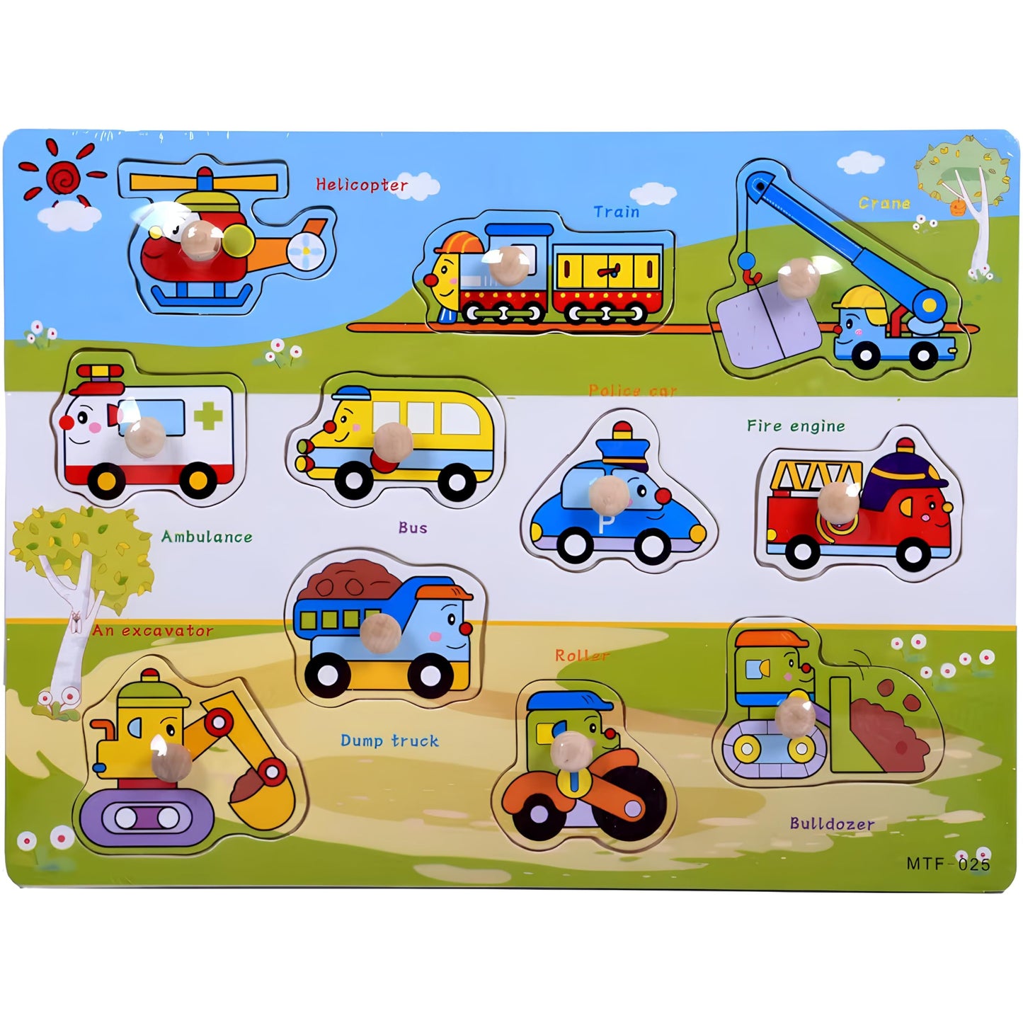 Generic Vehicles Puzzle – Montessori Wooden Toy for Toddlers 3+ | Vehicle Recognition & Fine Motor Fun