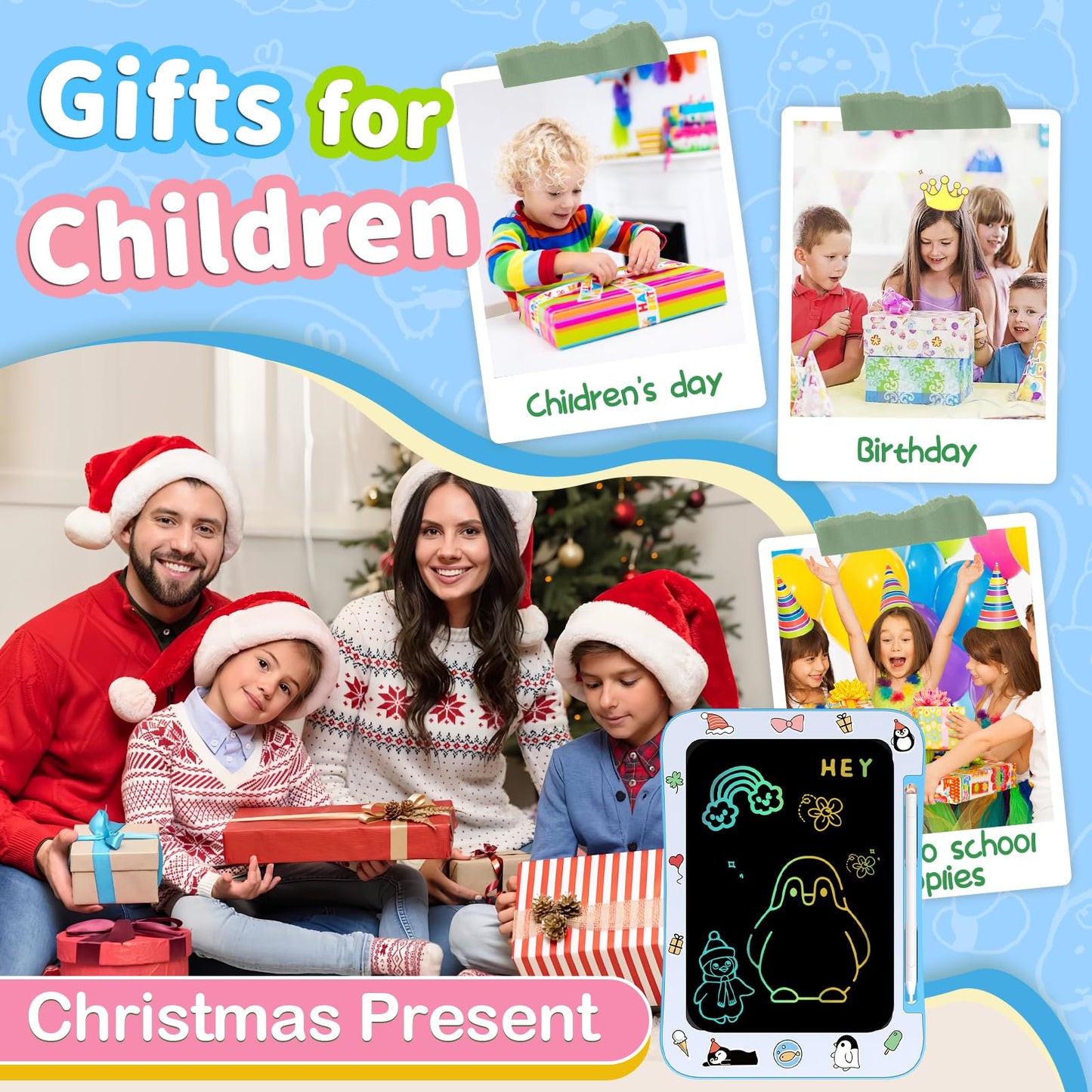 Genialba Penguin LCD Writing Tablet for Kids | Colorful Drawing Board (3-7)
