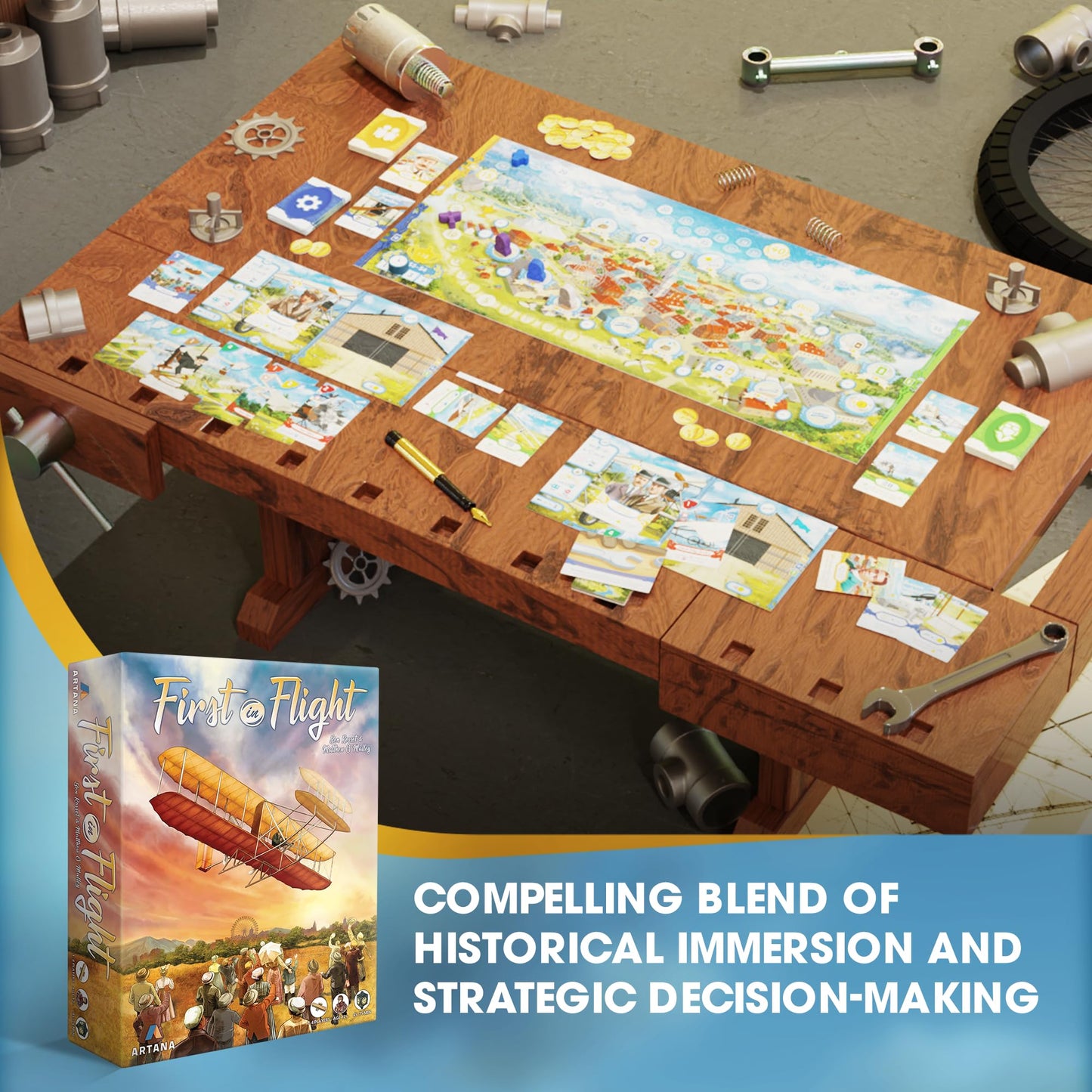 First In Flight by Genius Games – MENSA Award Winning Historical Aviation Strategy Board Game