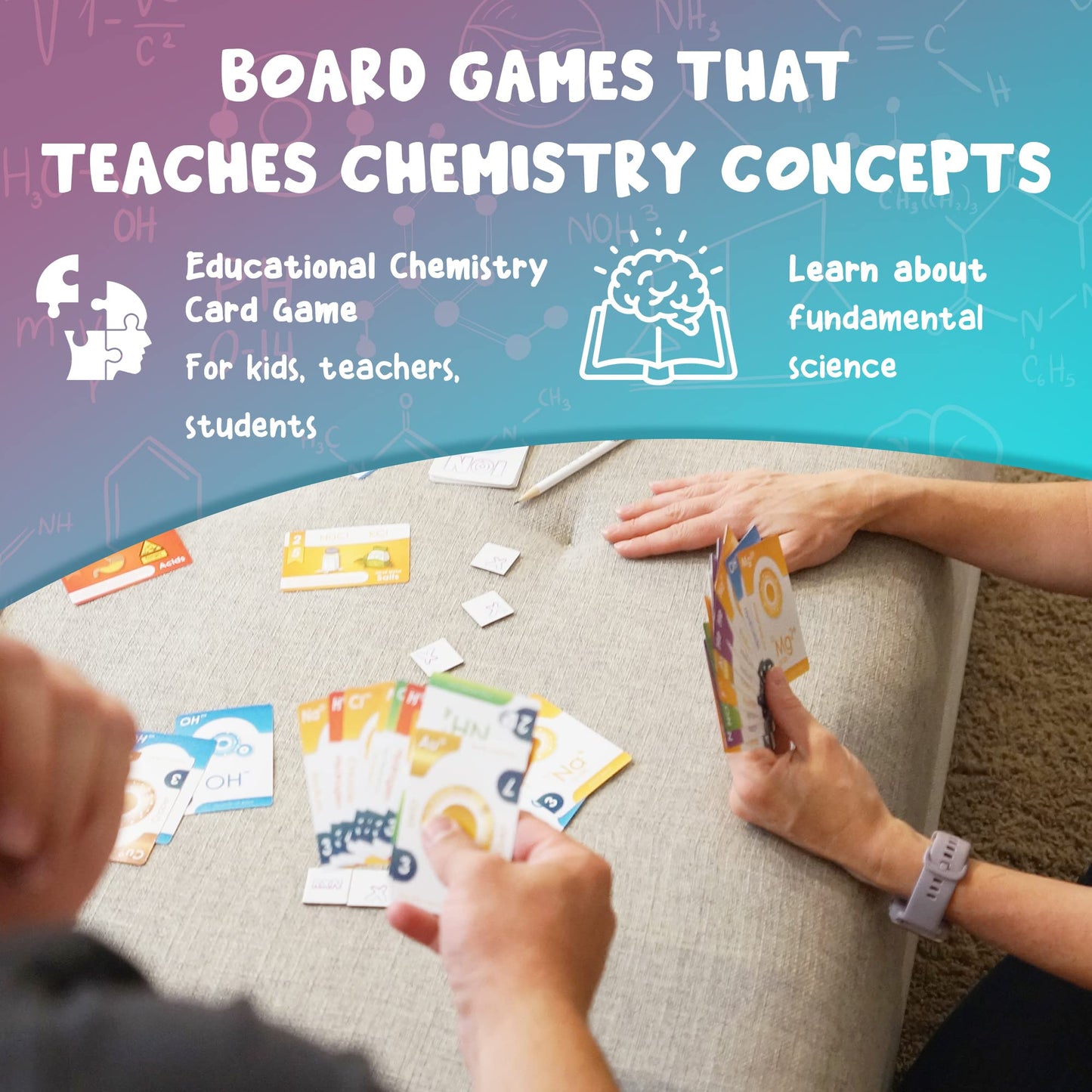 Genius Games Ion: A Compound Building Card Game (2nd Edition) – Chemistry Card Drafting for 2-7 Players