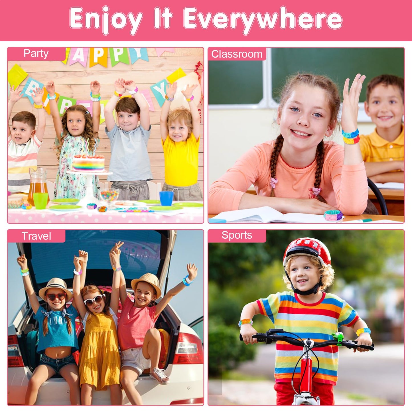 Genuvi Pop Bracelets Fidget Toys Bulk — 24 Bear Bubble Bracelets for Kids Parties & Classroom Prizes