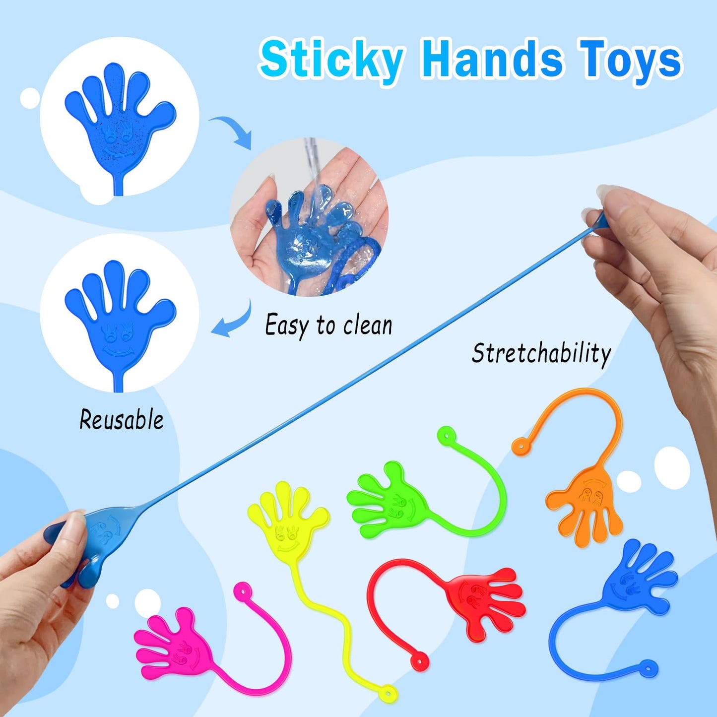Genuvi Sticky Hands Bulk (48 Pcs) Party Favors & Fidget Toys for Kids Aged 4–12