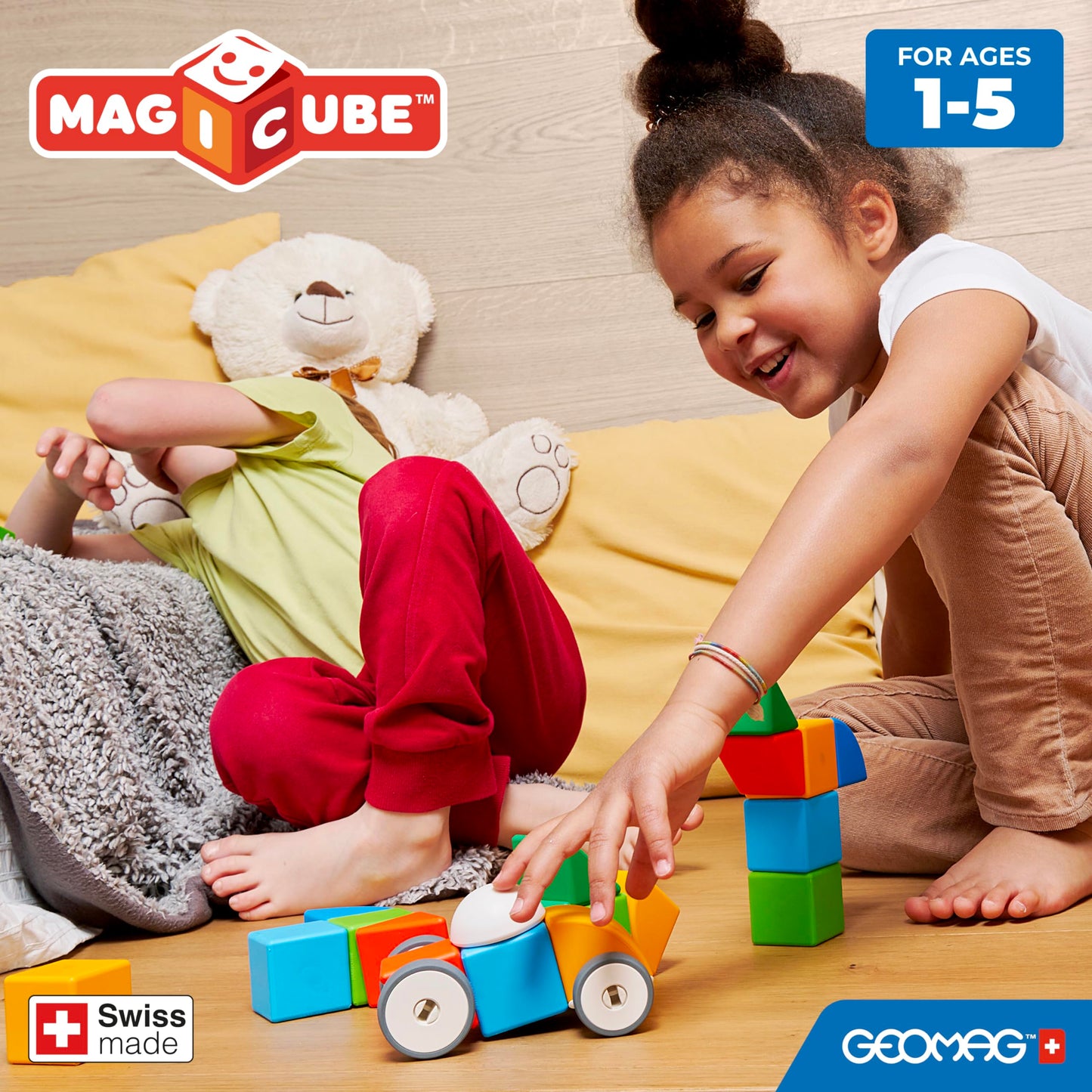 Geomag MagiCube 32-Piece Classic Set – Swiss-Made Magnetic Blocks for Toddlers & Kids 1-5