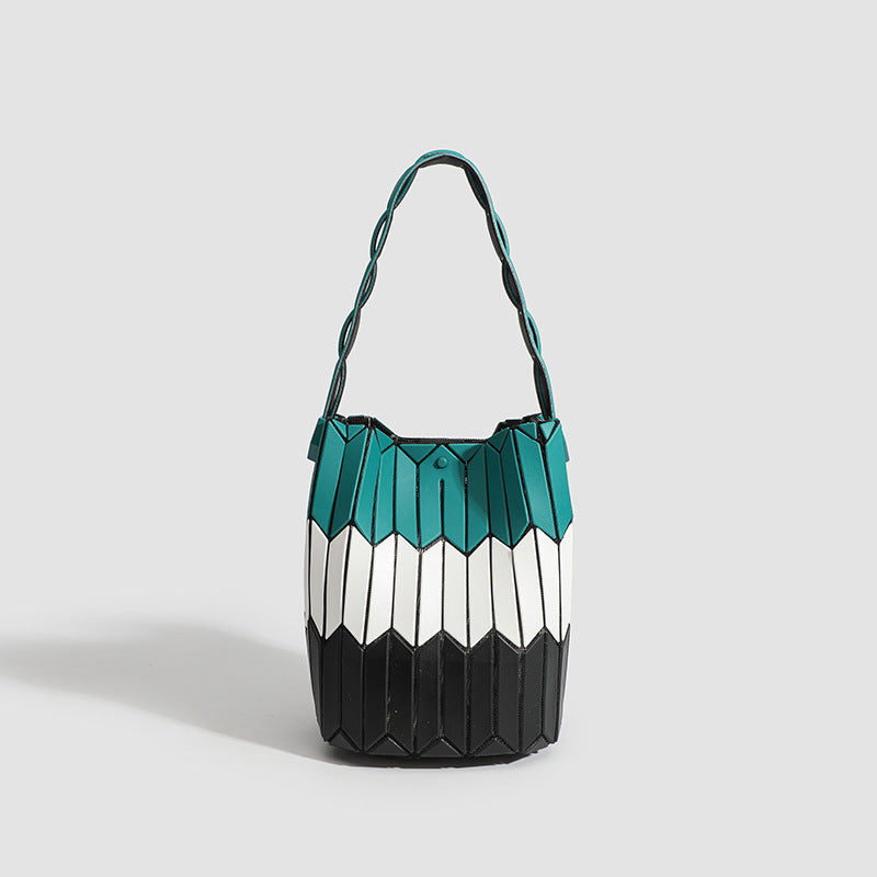 Geometric Rhombus Colour Matching Shoulder Bag
