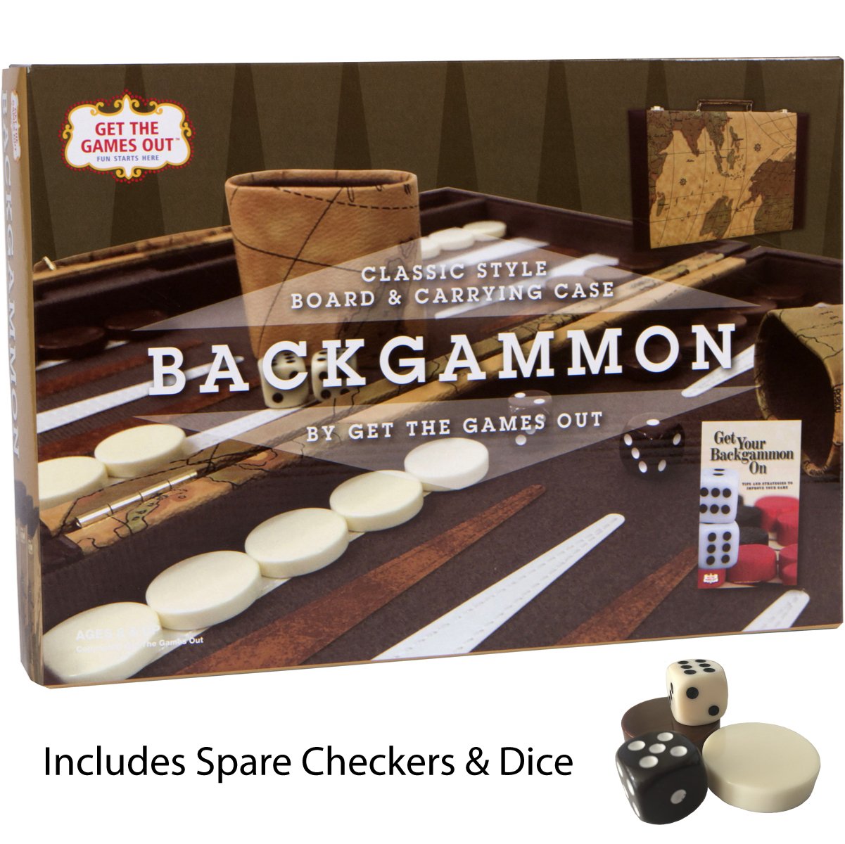 Get The Games Out Backgammon Set - Travel Case with Strategy Guide (Small, Medium, Large)