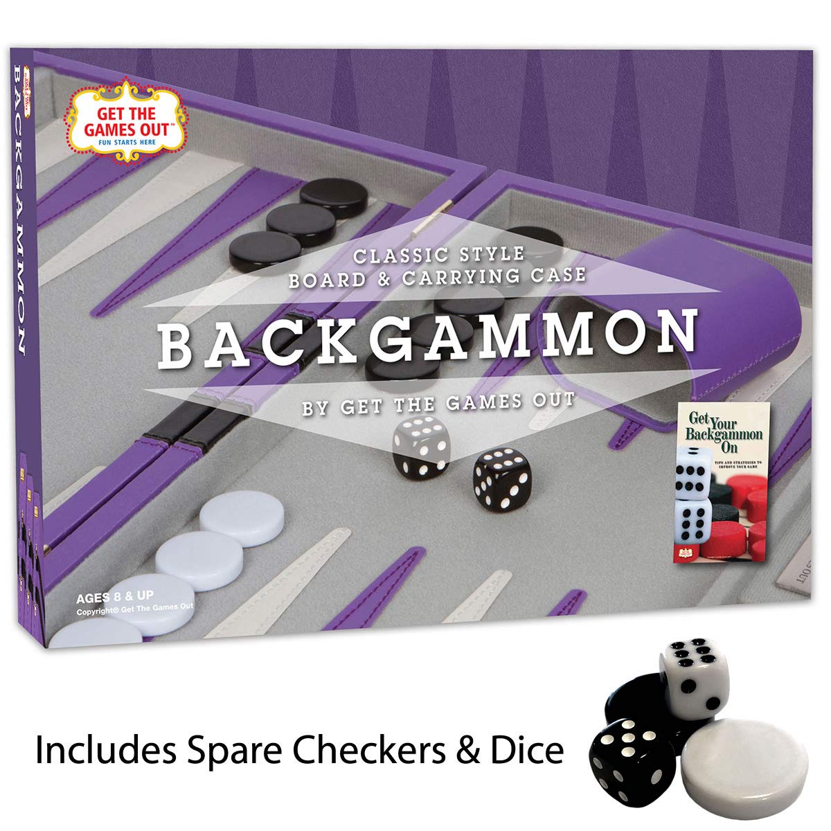 Get The Games Out Backgammon Set – Large Purple Case with Strategy Guide