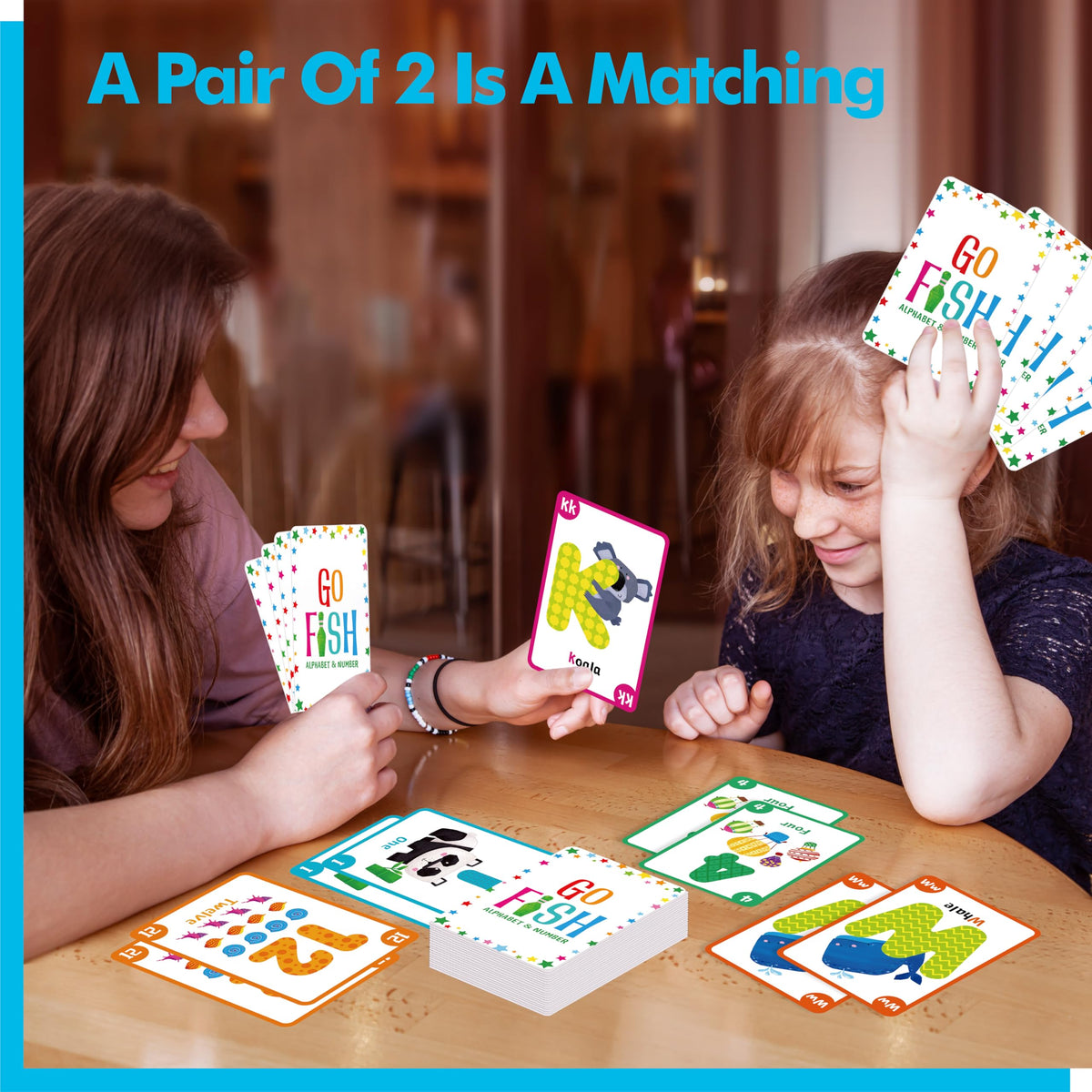 Gethelud Go Fish Card Game – Oversized Alphabet & Number Cards for Kids