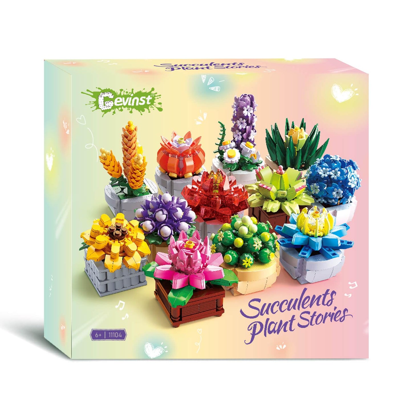 GEVINST 12-Piece Succulents Building Set for Home Decor & Gift Ideas
