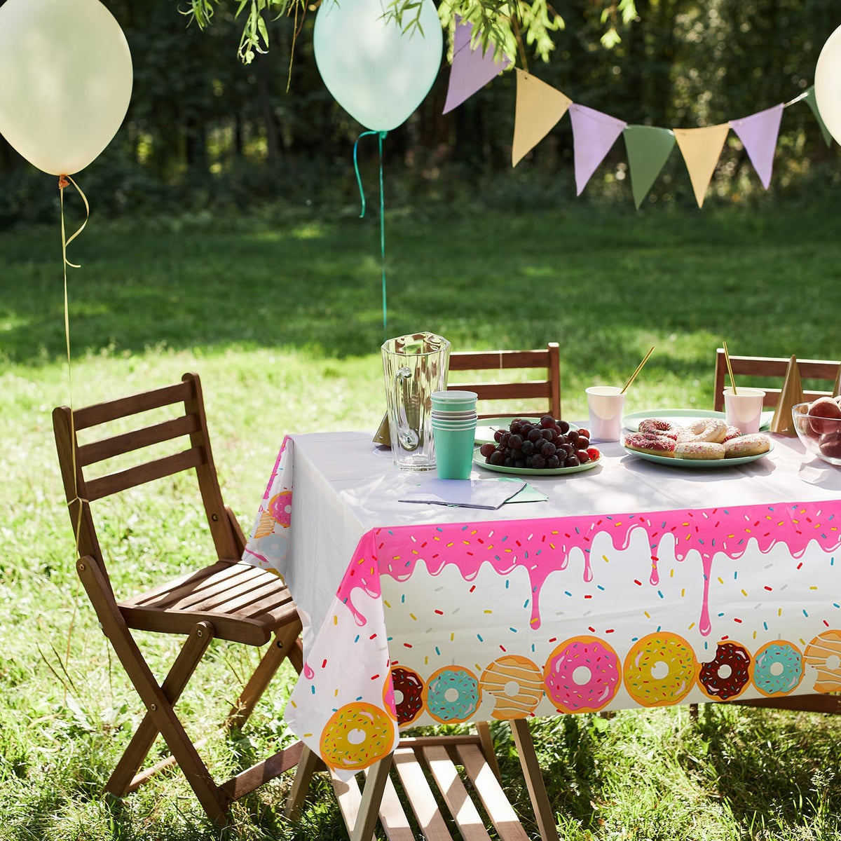 GGDE Donut Dessert Table Cover – 51x86.6 in Disposable Party Decor