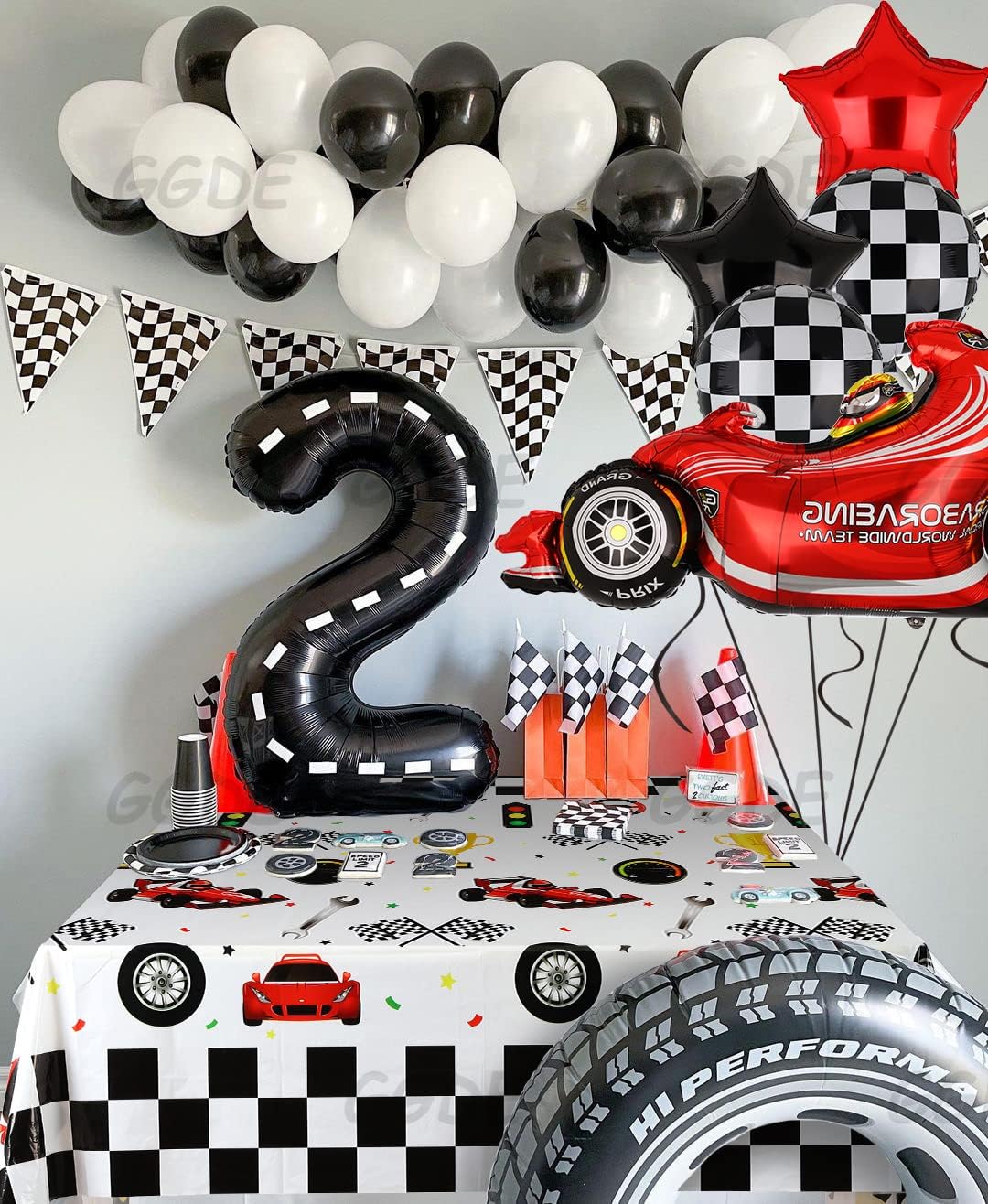 GGDE Racing Car Theme Table Cover – 51x86.6 in, Disposable & Waterproof Party Supplies