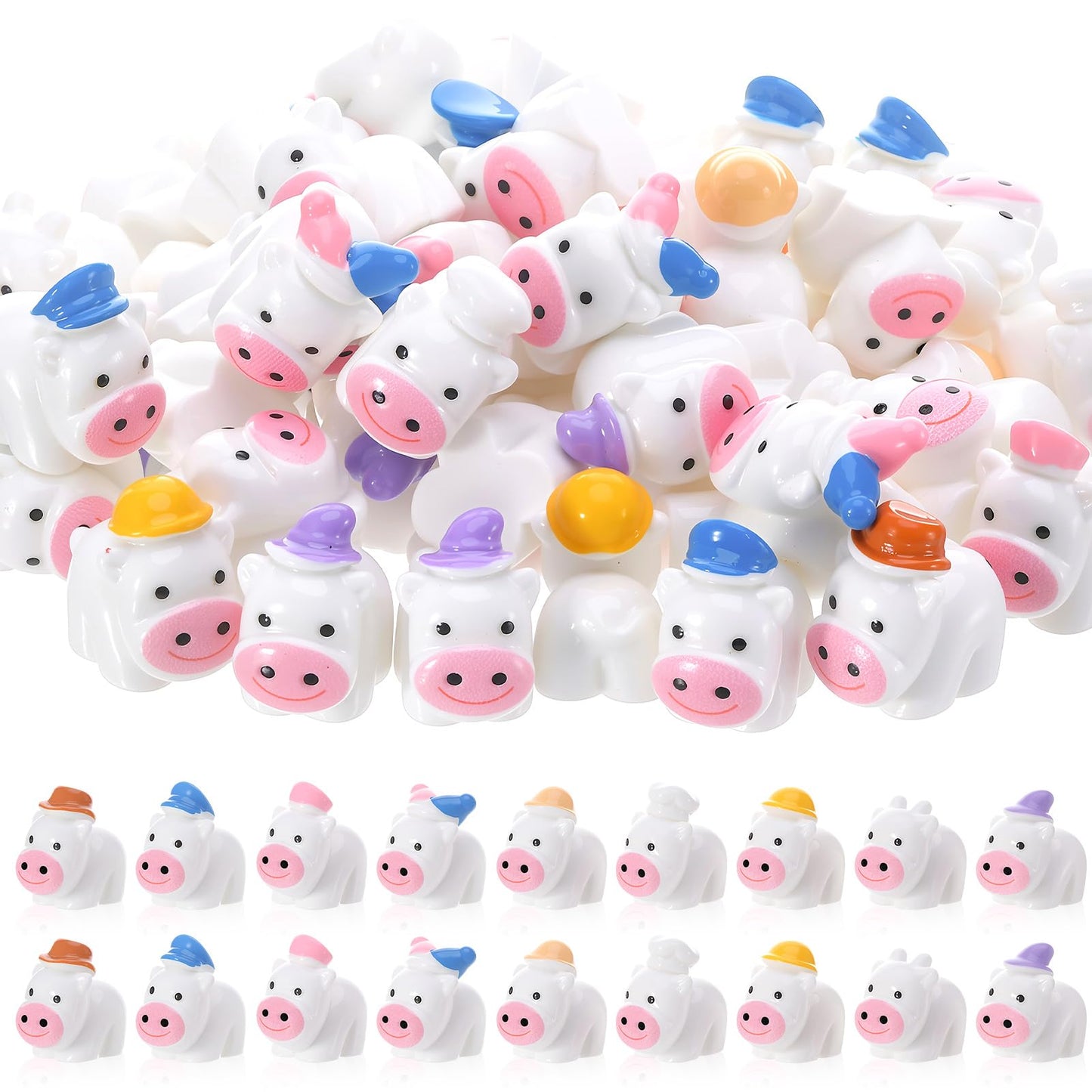 GGSTDDUP 54 Pcs Mini Cow Figurines – 9 Career-Themed Resin Cows for Decor, Crafts & Gifts