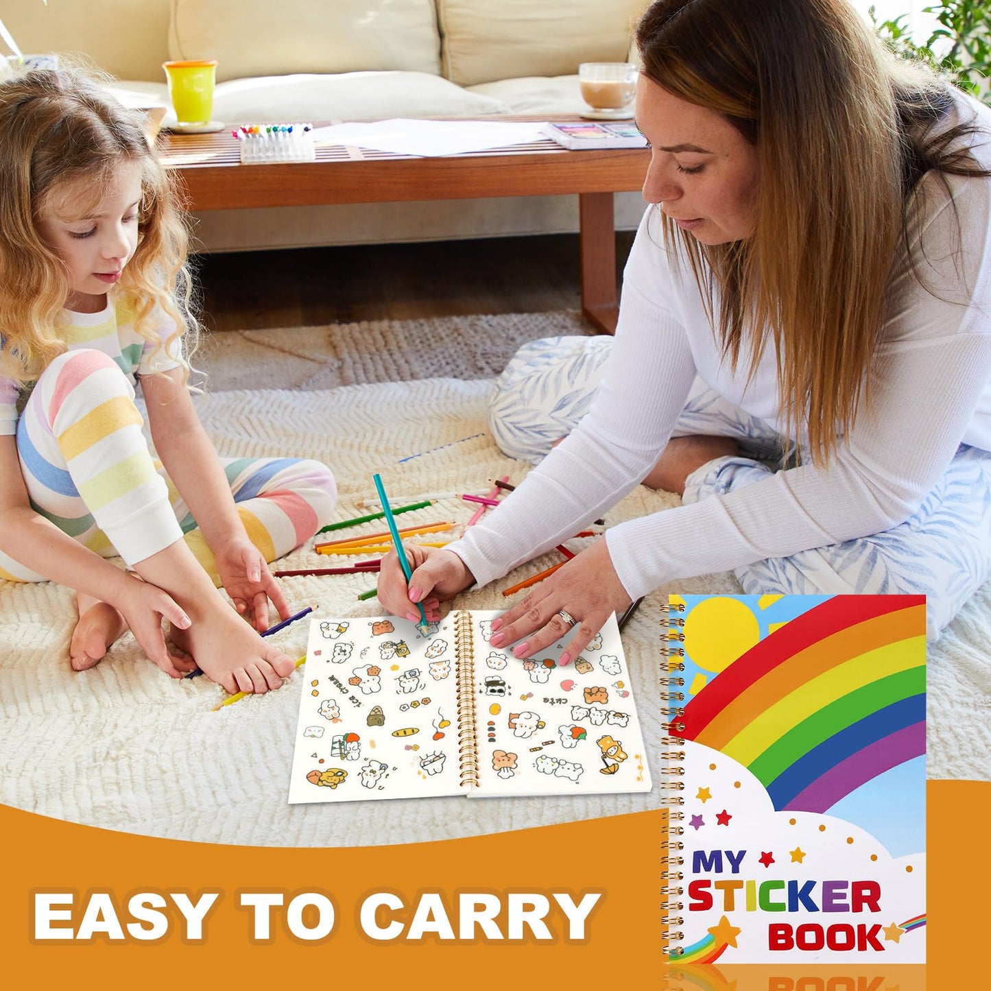Ghexartf Reusable Sticker Storage Book A5 — 40 Pages, 80 Sides, Spatula & Alphabet Label