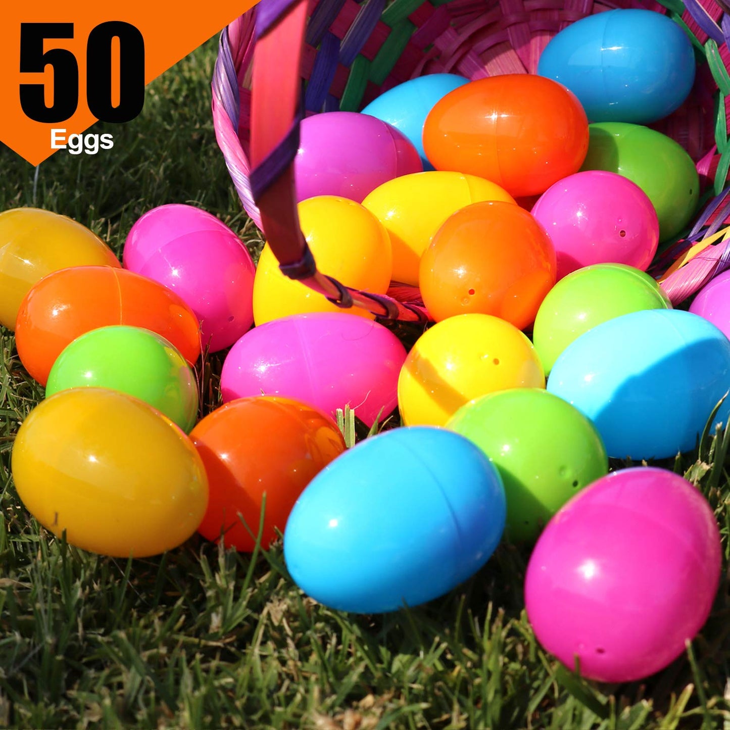 GiftExpress Plastic Bright Easter Egg Assortment – 50 Pcs for Easter Egg Hunts