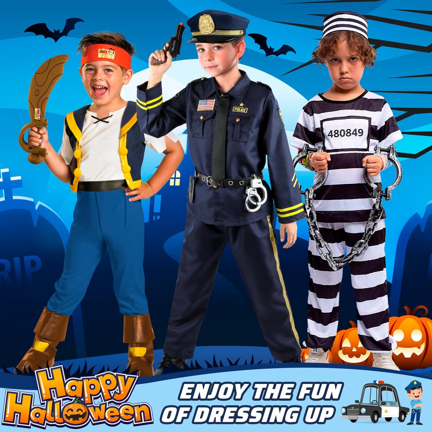 GIFTINBOX 12-Piece Kids Police Costume with Accessories | Dress-Up & Role Play